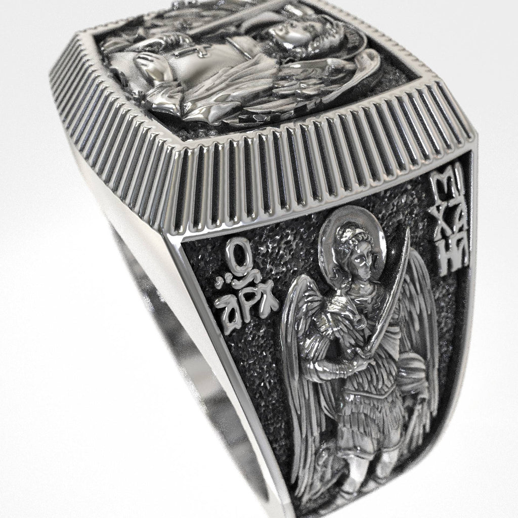 Christian Saint Michael the Archangel Signet Ring