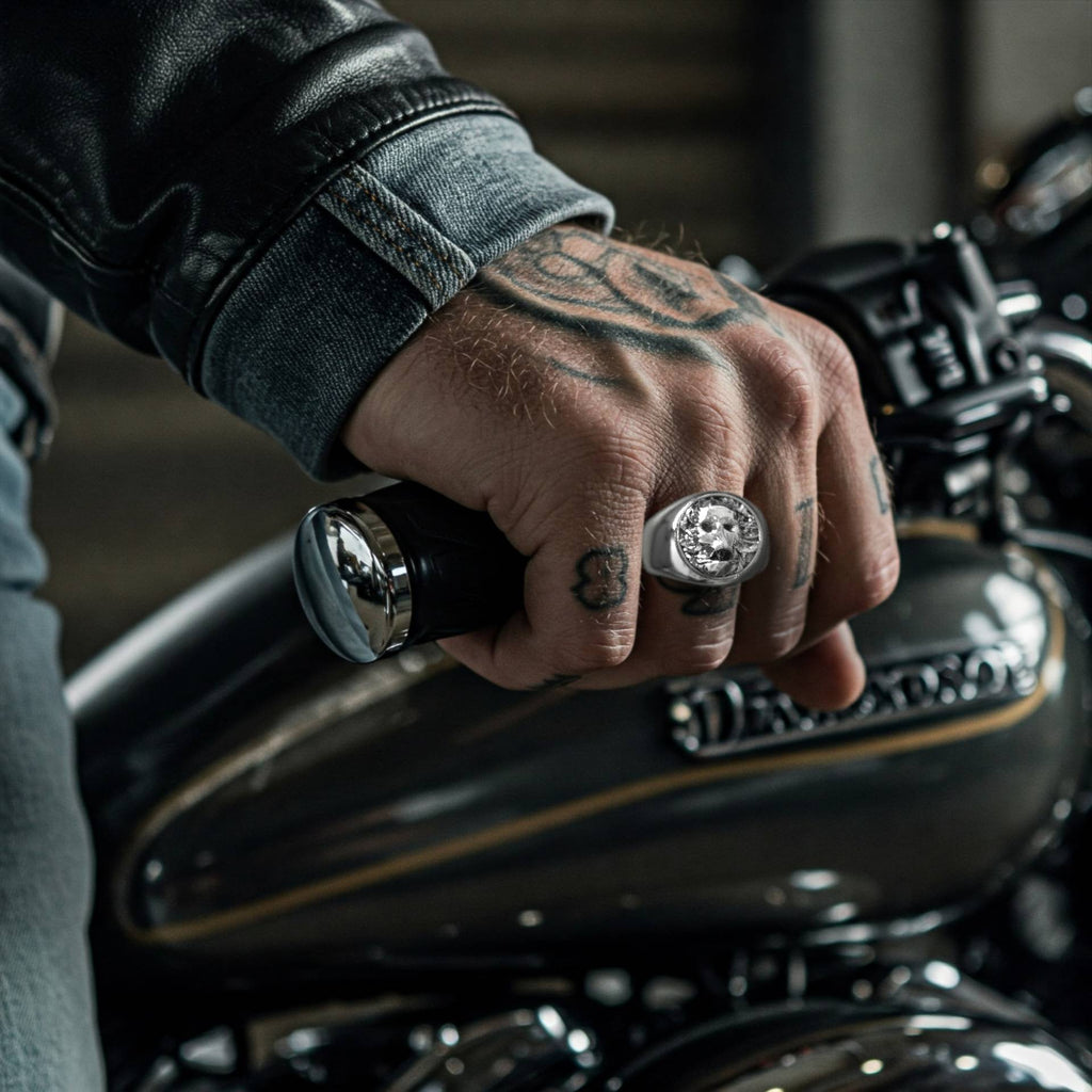 Premium Biker Silver Skull Ring