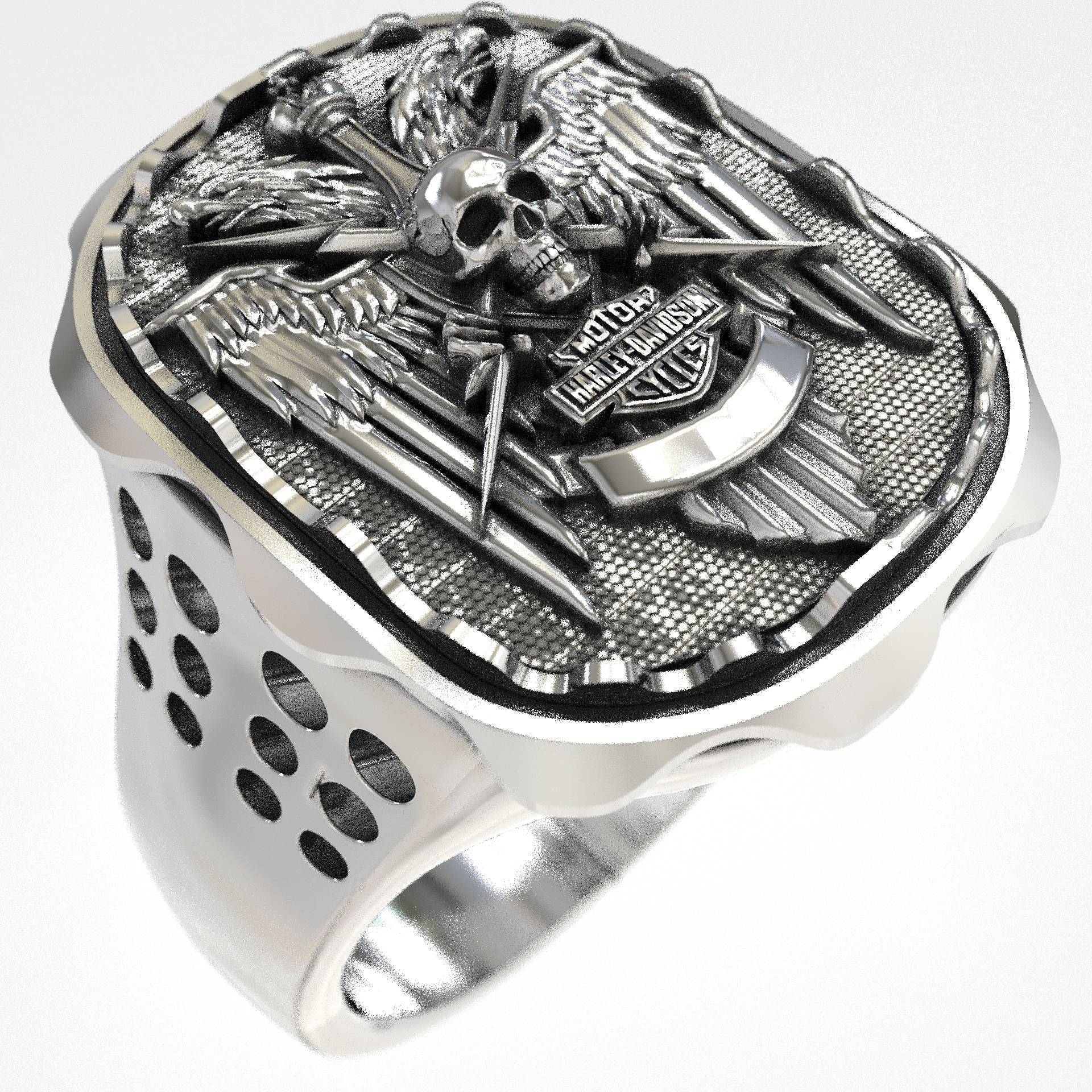 Harley Davidson Silver Signet Biker Ring