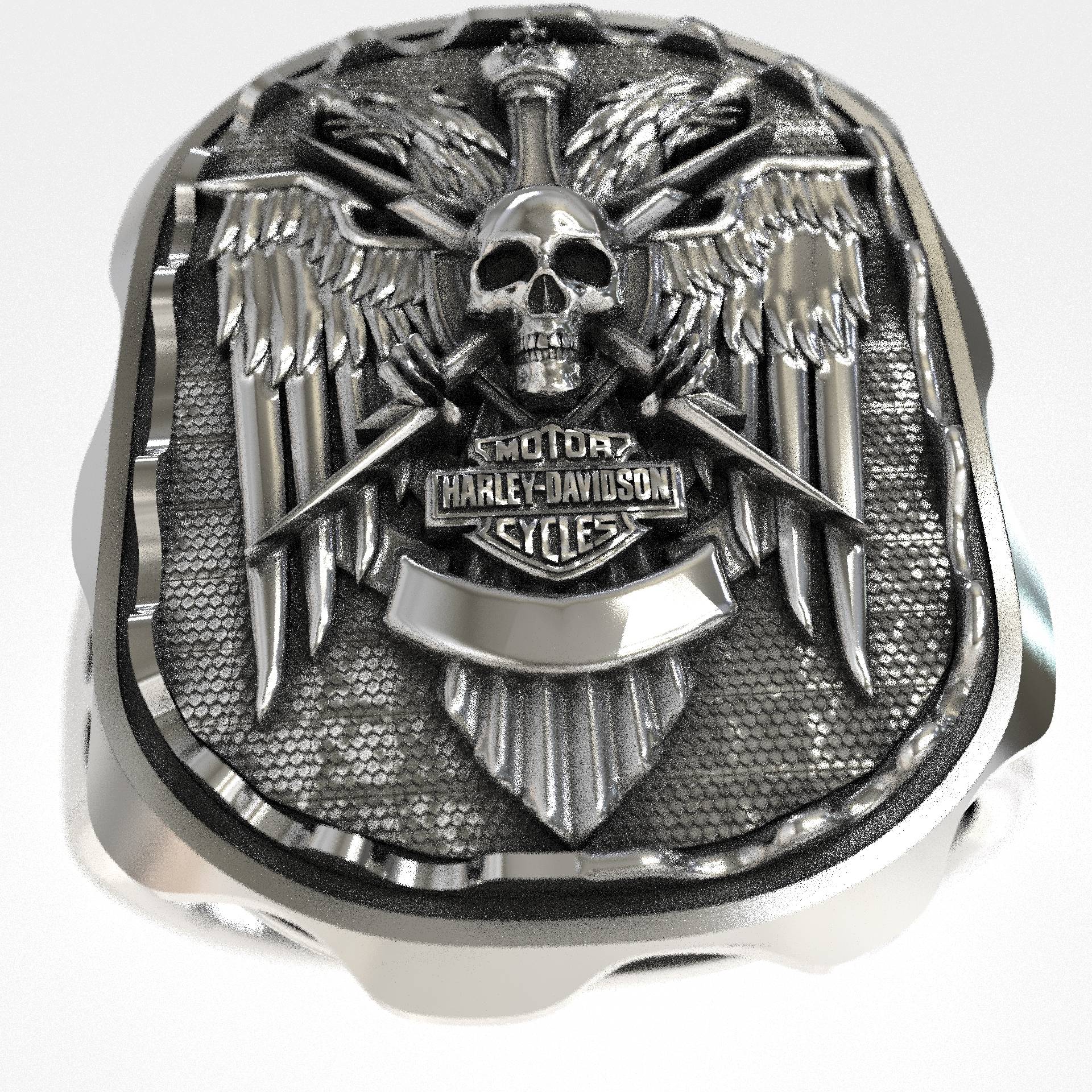 Harley Davidson Silver Signet Biker Ring