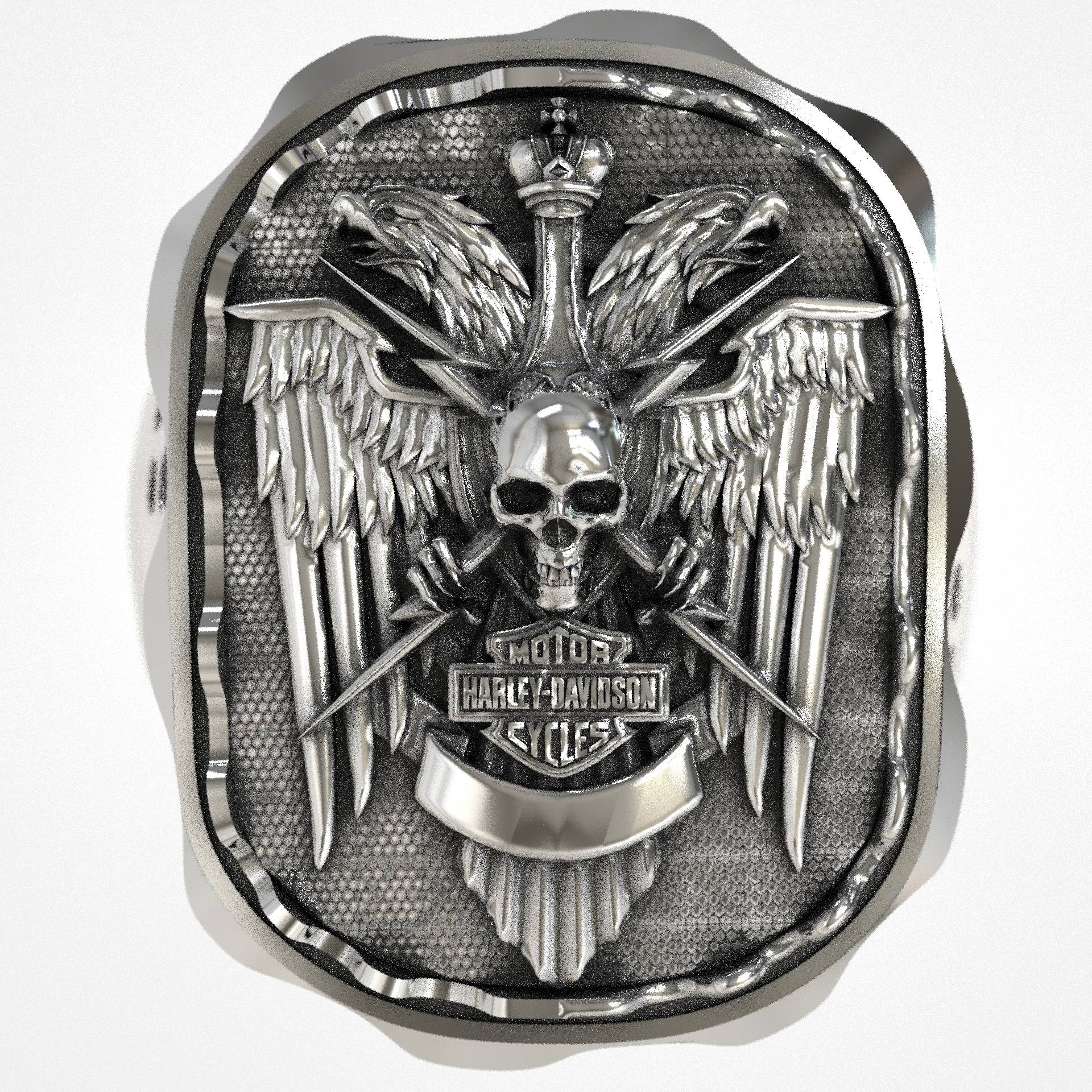 Harley Davidson Silver Signet Biker Ring