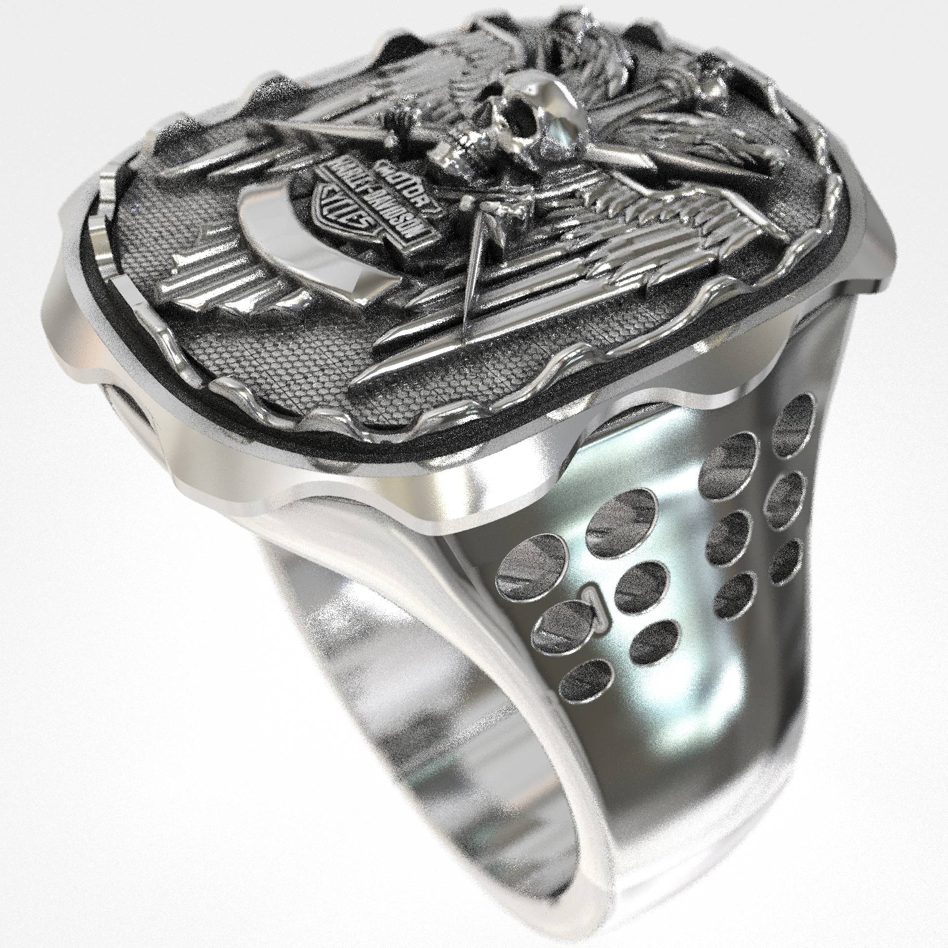 Harley Davidson Silver Signet Biker Ring