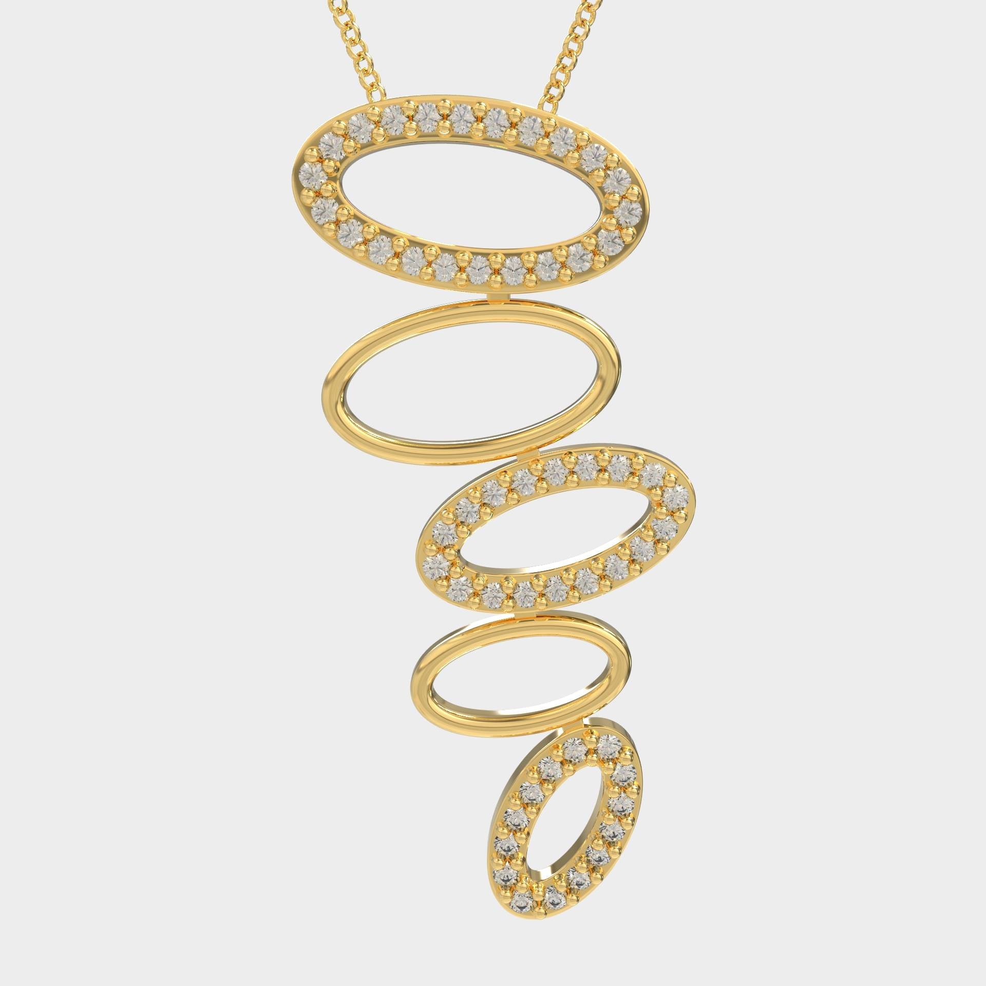 Waterfall-Inspired Oval Pendant Necklace