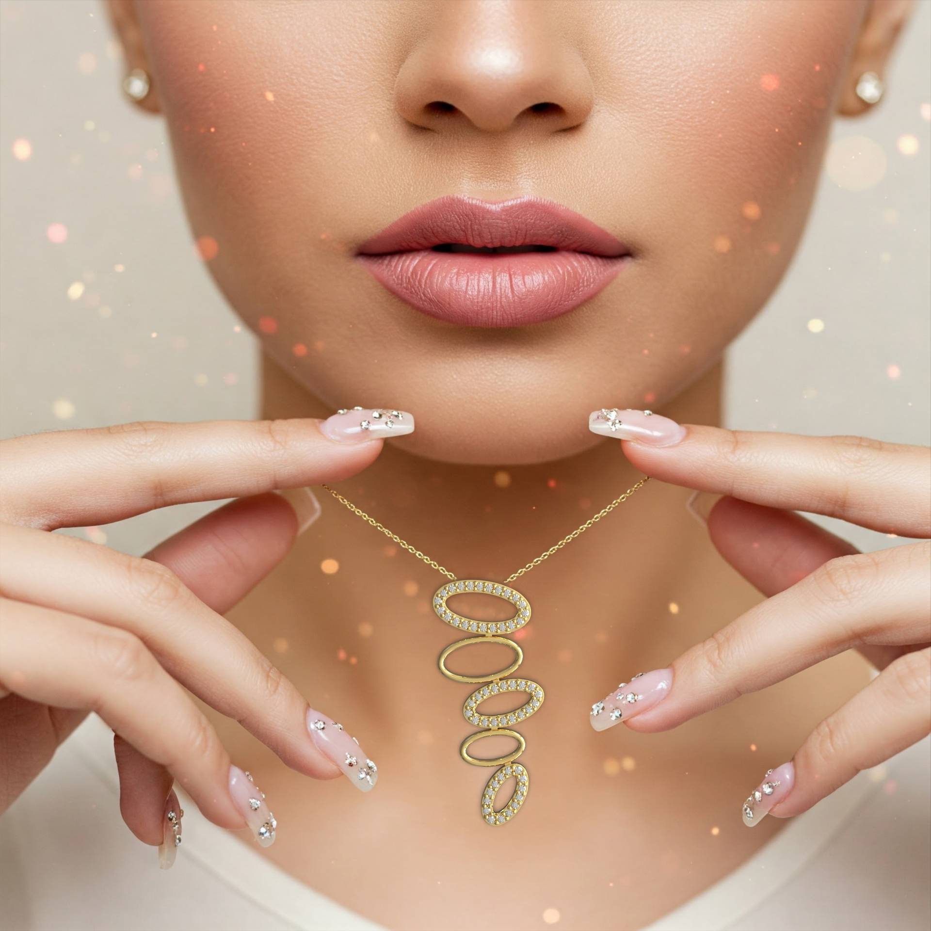 Waterfall-Inspired Oval Pendant Necklace