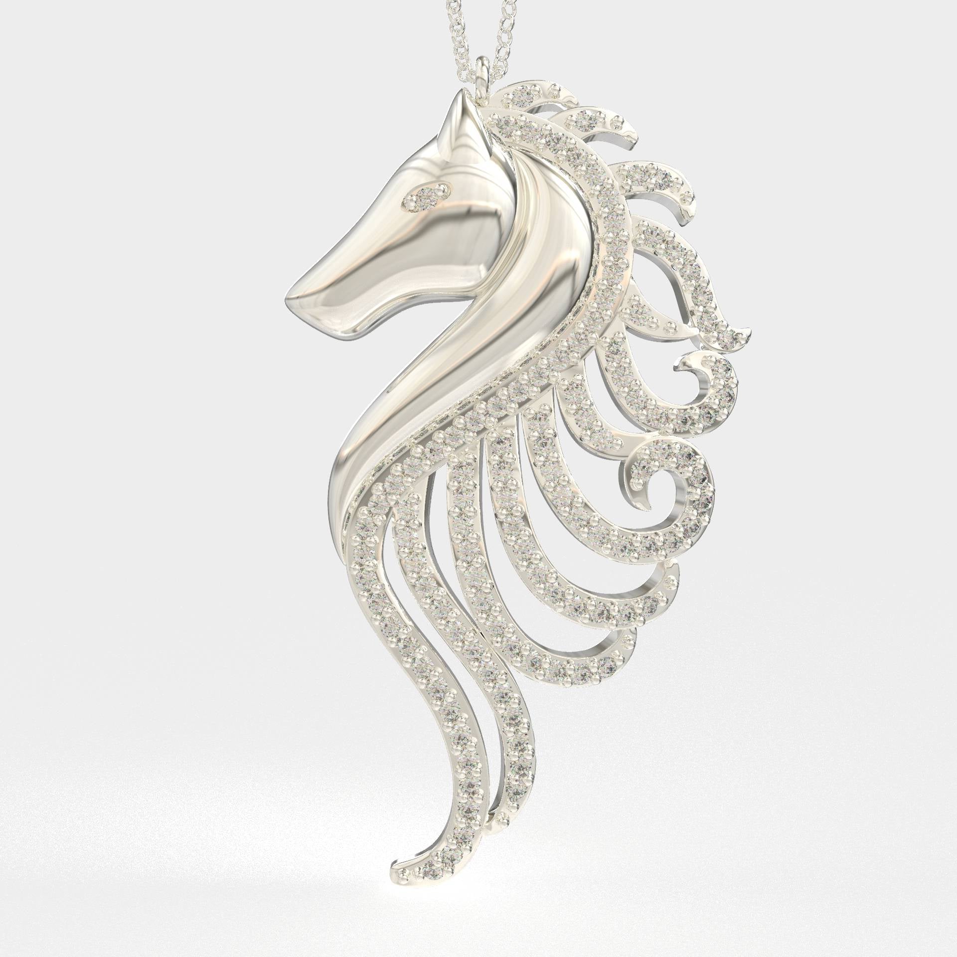 Sea Spirit Artistic Seahorse Pendant with Petrol Stones