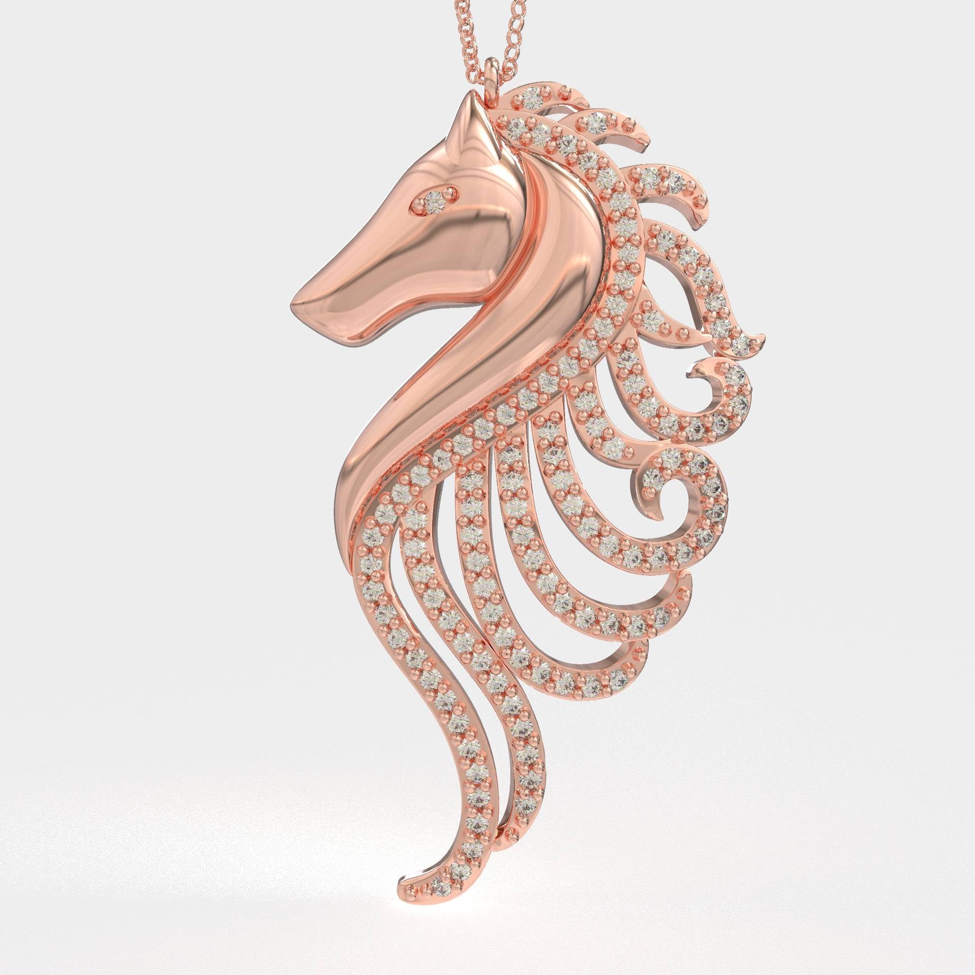 Sea Spirit Artistic Seahorse Pendant with Petrol Stones