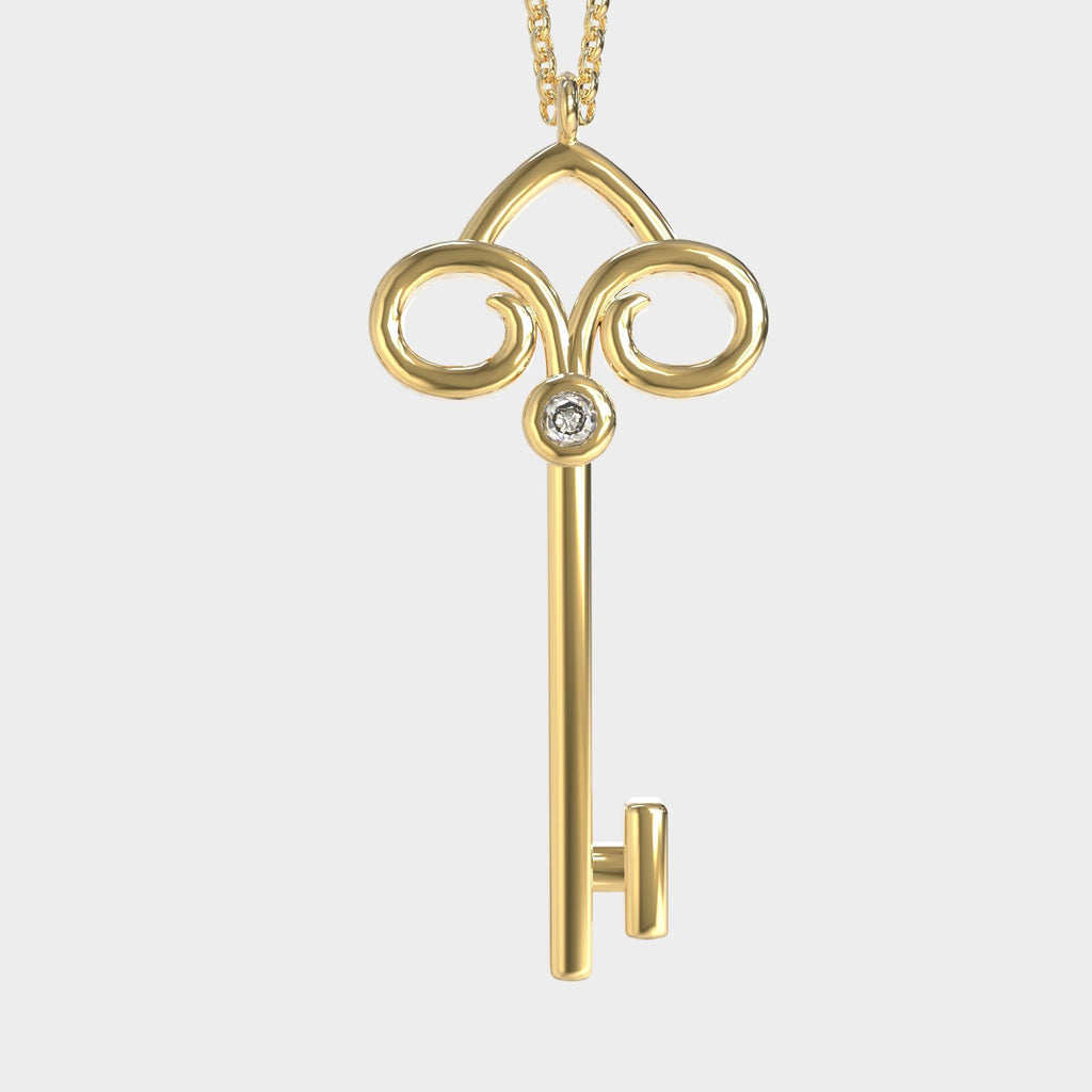 Timeless Secret – Gold-Plated Key Necklace with Sparkle