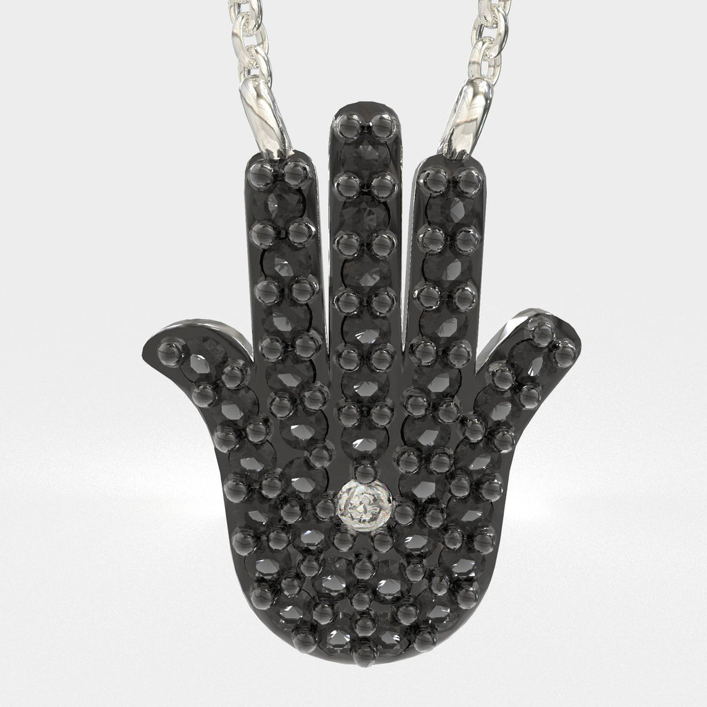 Elegant Silver Hamsa Pendant Necklace