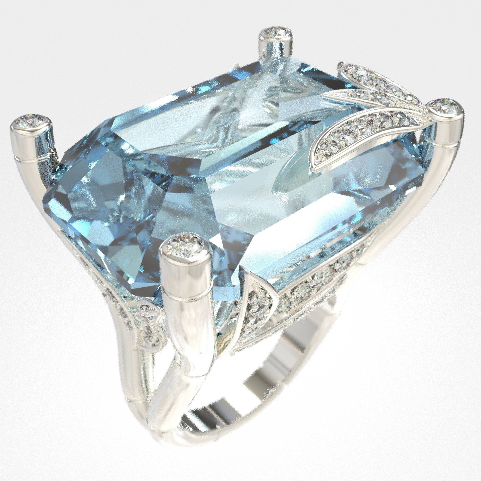 Ocean Bamboo Luxury Blue Topaz Ring