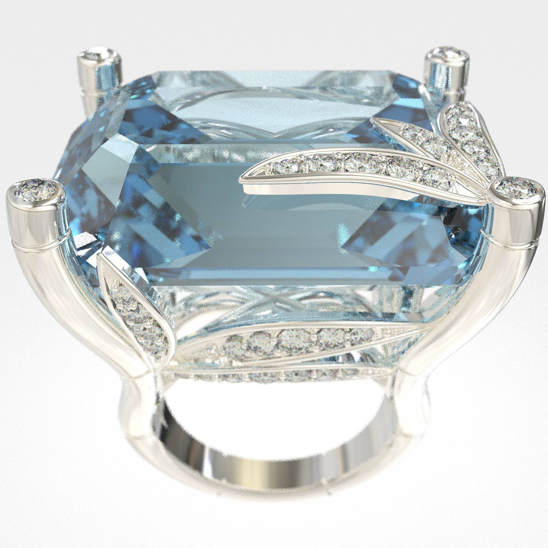 Ocean Bamboo Luxury Blue Topaz Ring