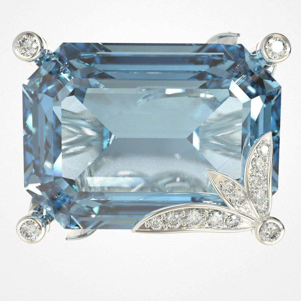Ocean Bamboo Luxury Blue Topaz Ring