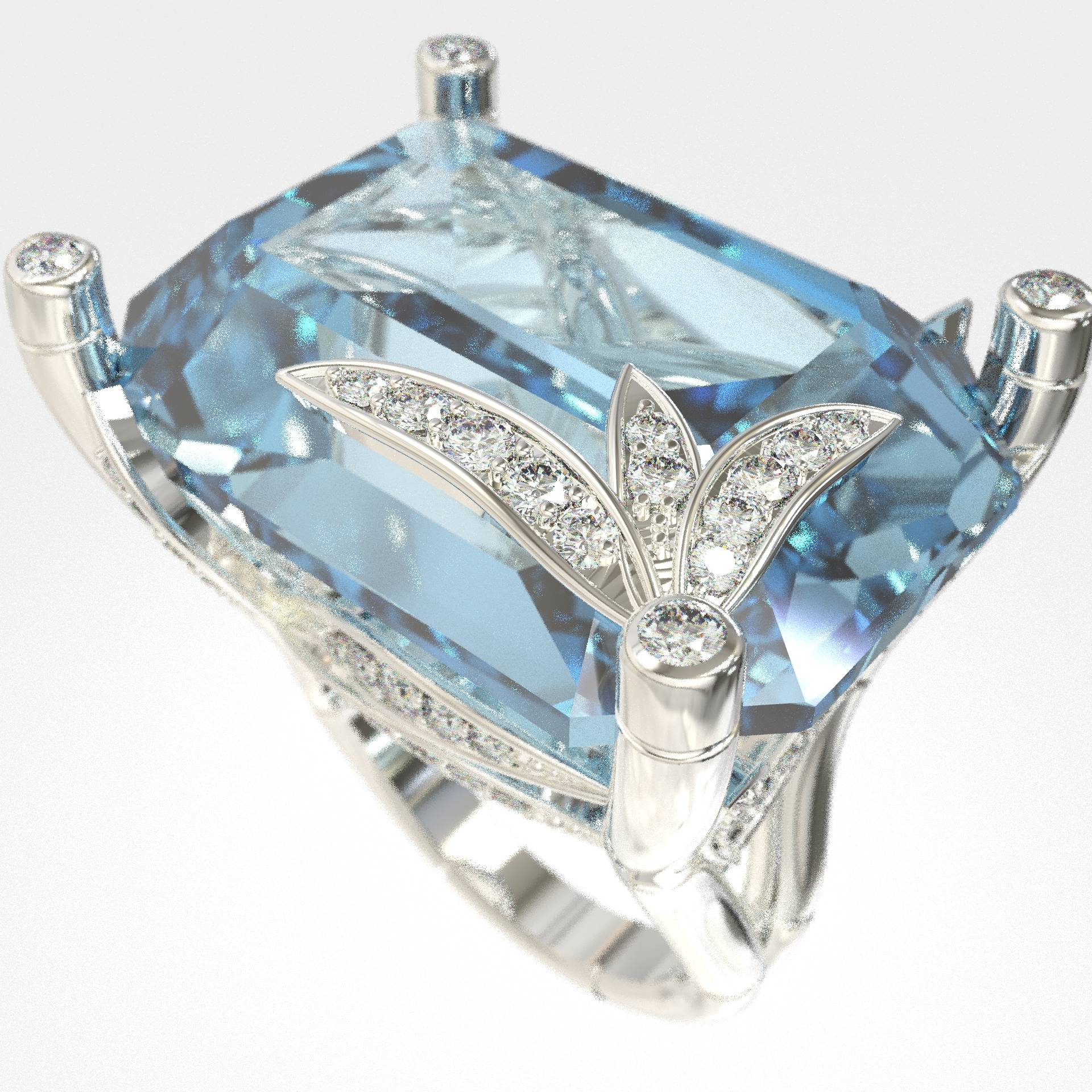 Ocean Bamboo Luxury Blue Topaz Ring