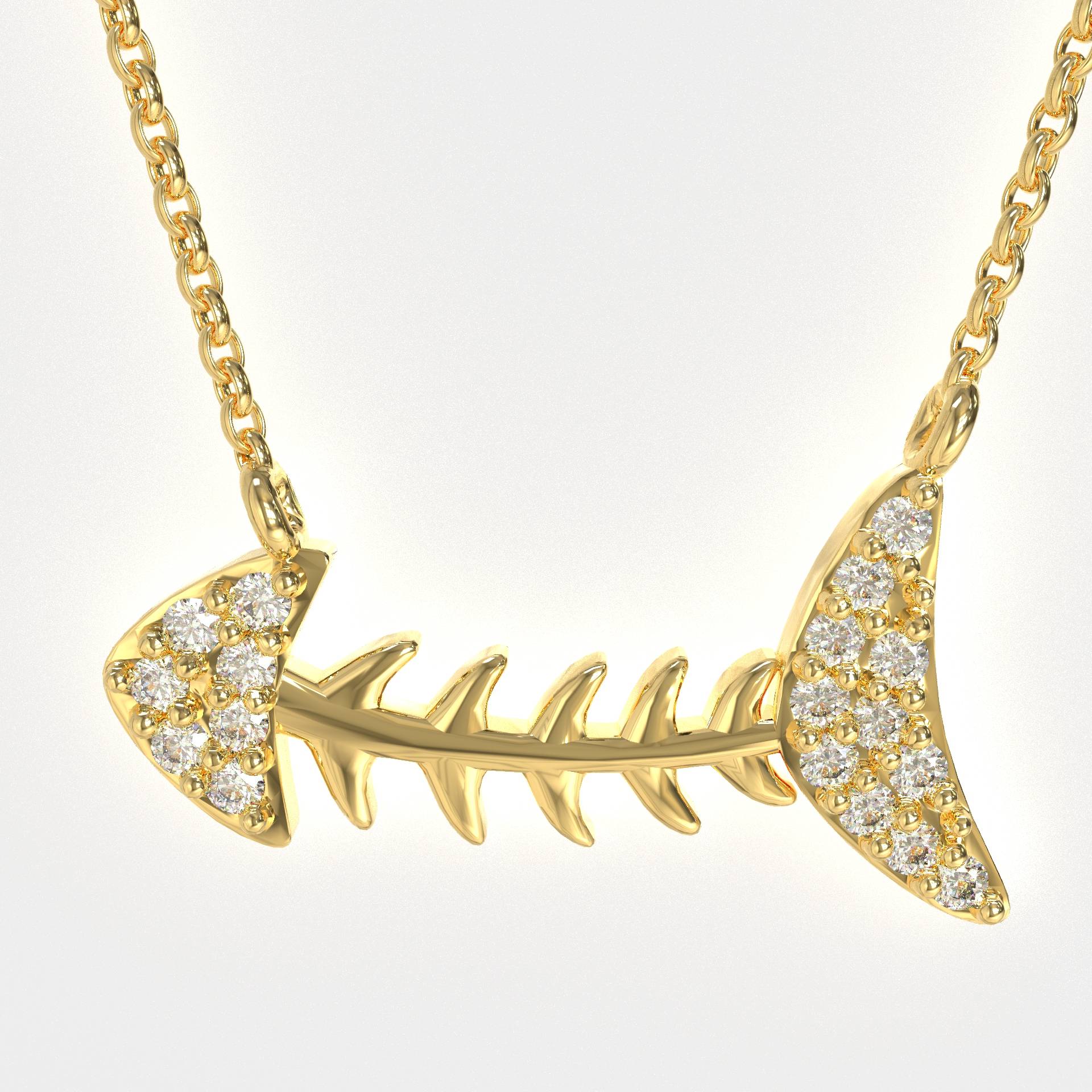 Oceanic Elegance Silver Fishbone Necklace