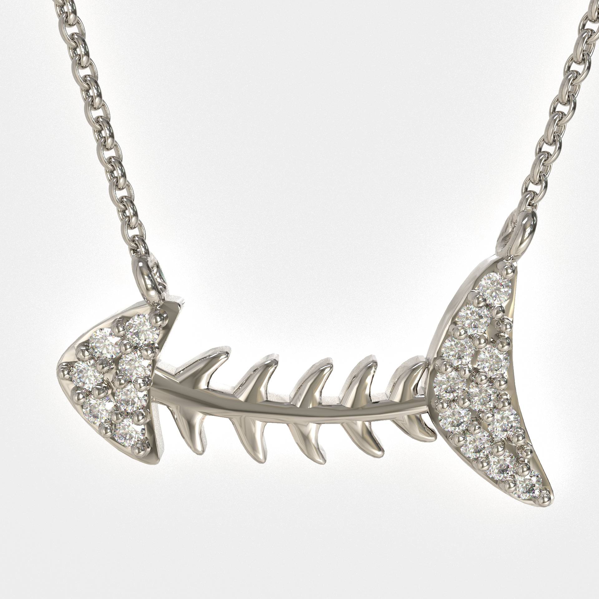 Oceanic Elegance Silver Fishbone Necklace