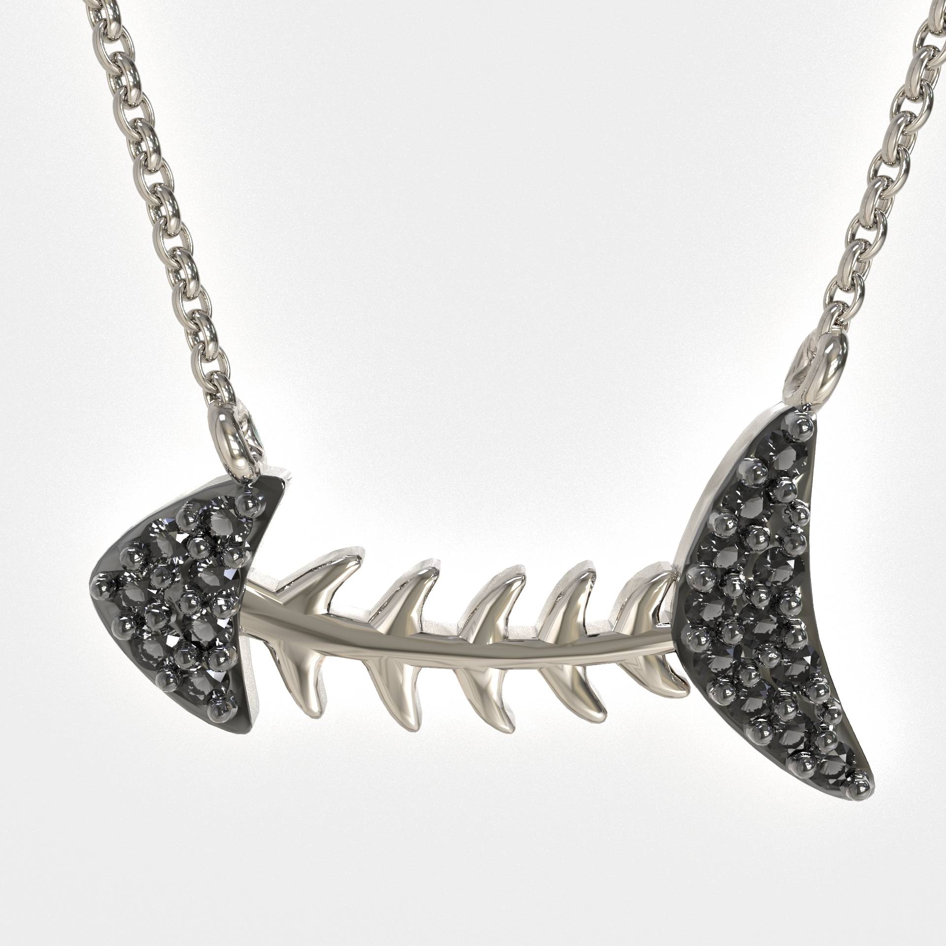 Oceanic Elegance Silver Fishbone Necklace