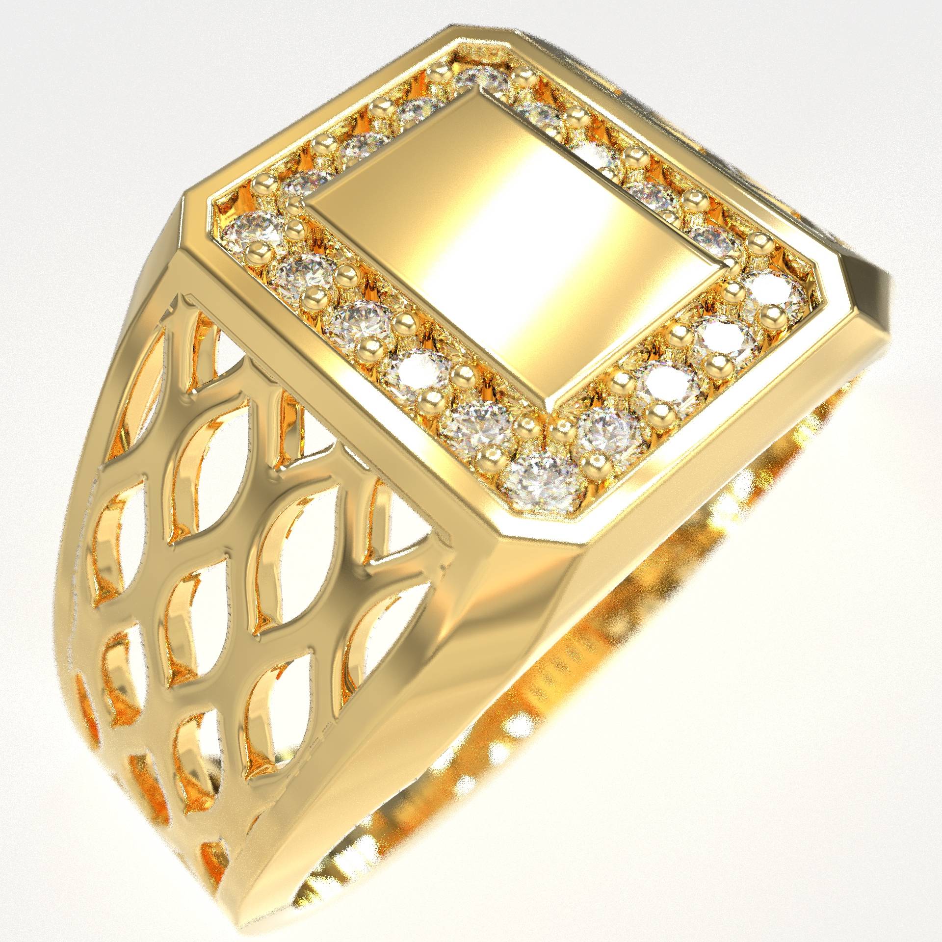 Men’s 9K Gold Ring with White Diamonds