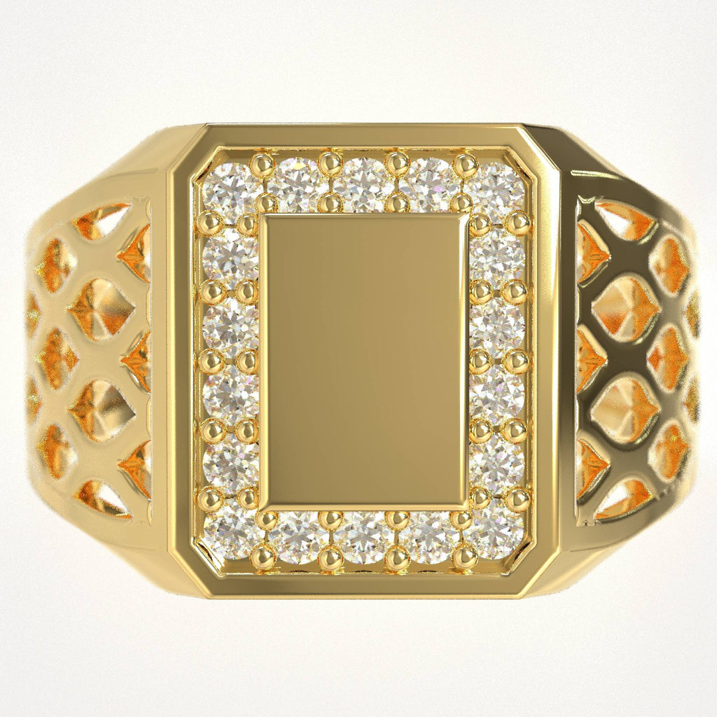 Men’s 9K Gold Ring with White Diamonds