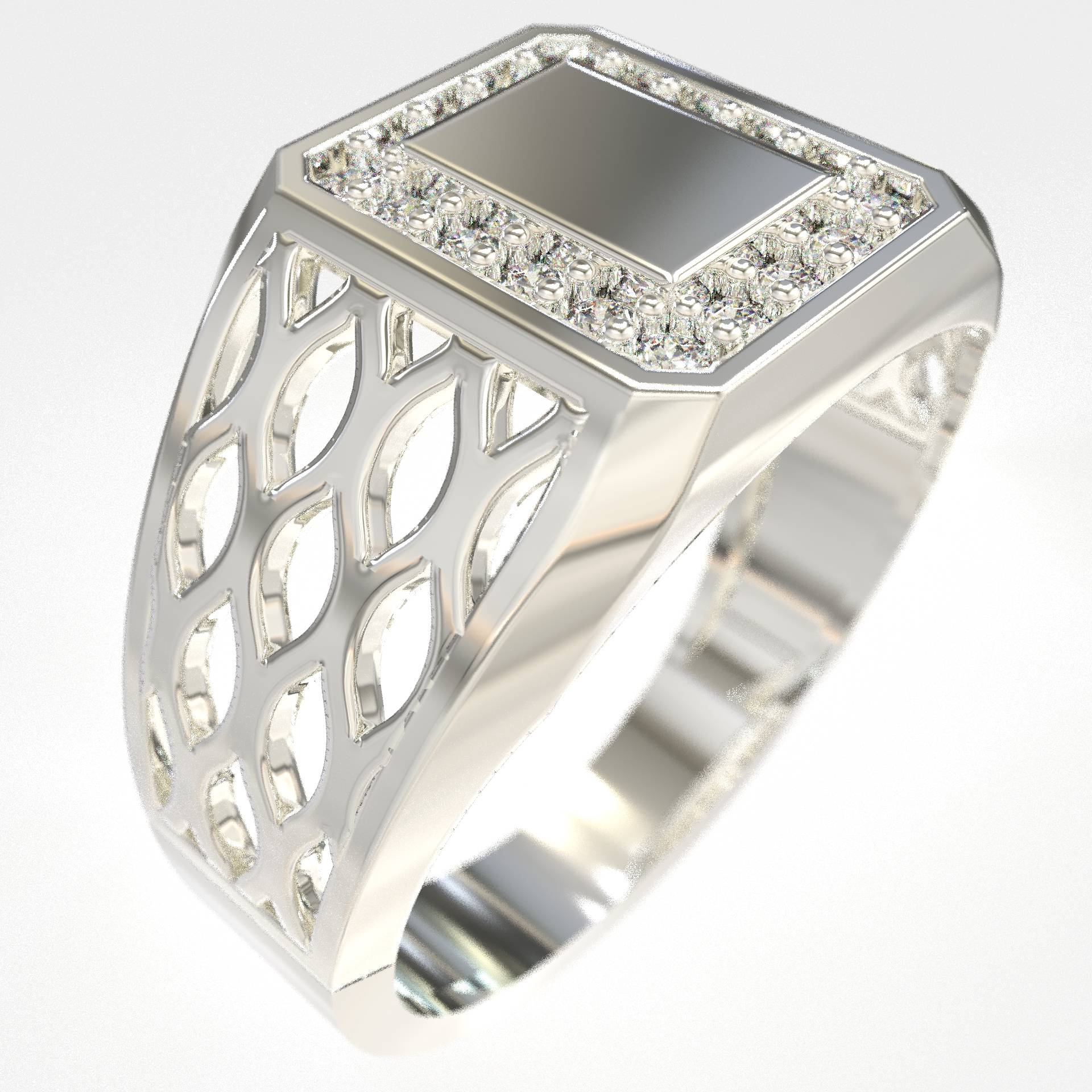 Men’s 9K Gold Ring with White Diamonds