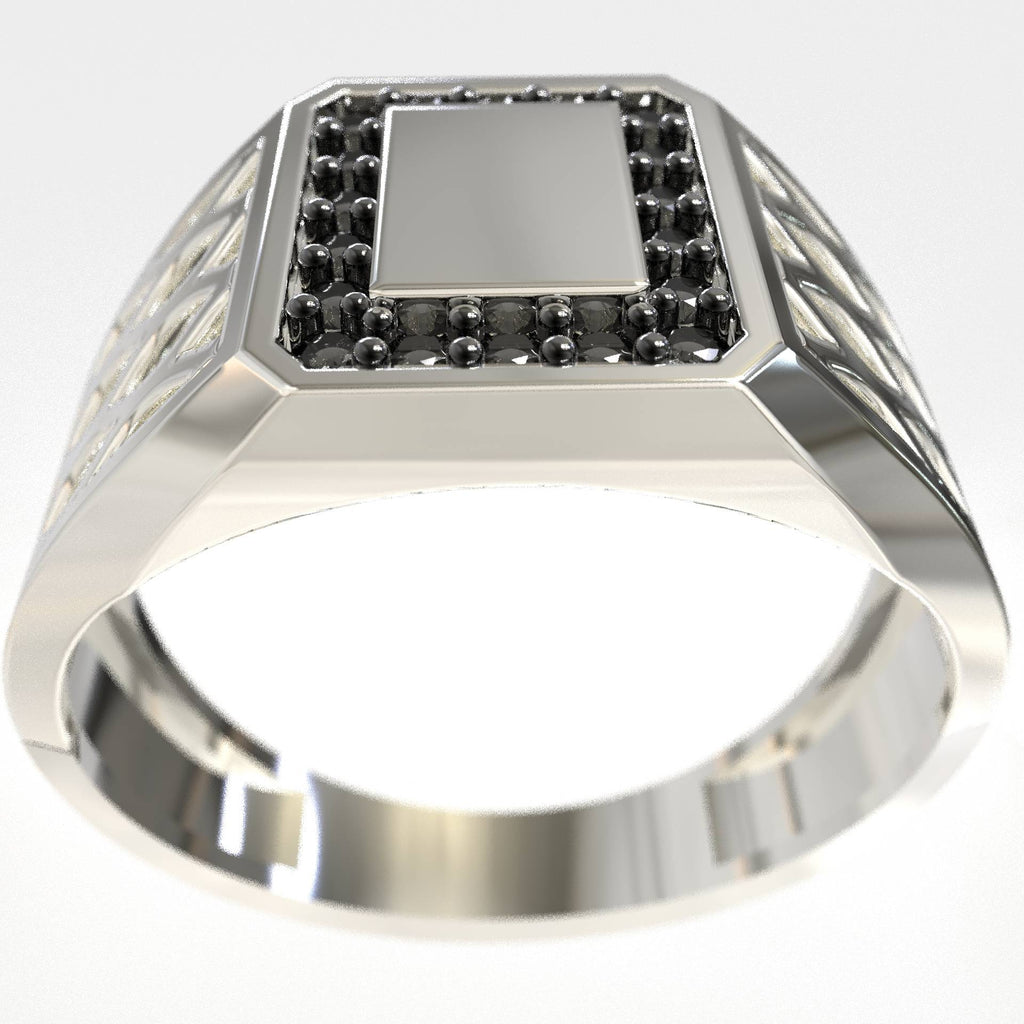Men’s 9K Gold Ring with 0.18ct Black Diamonds