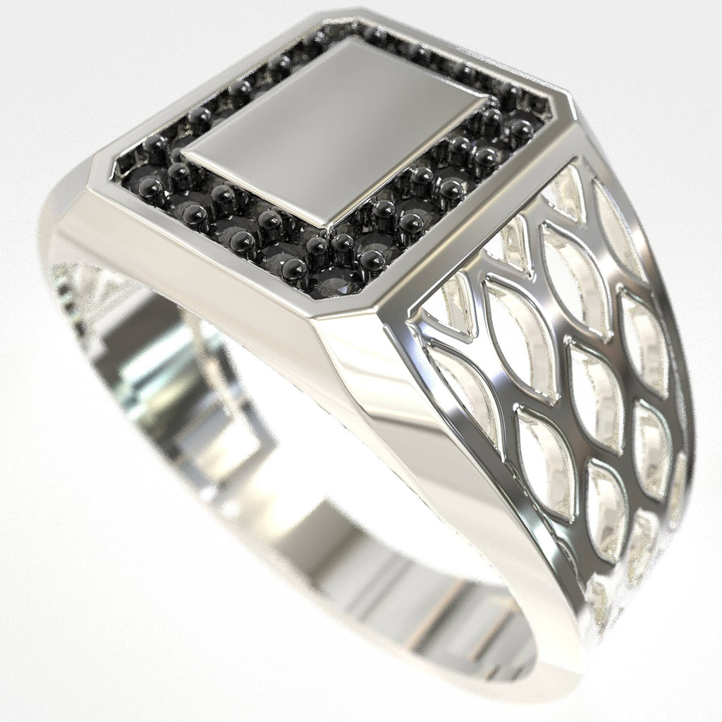 Men’s 9K Gold Ring with 0.18ct Black Diamonds
