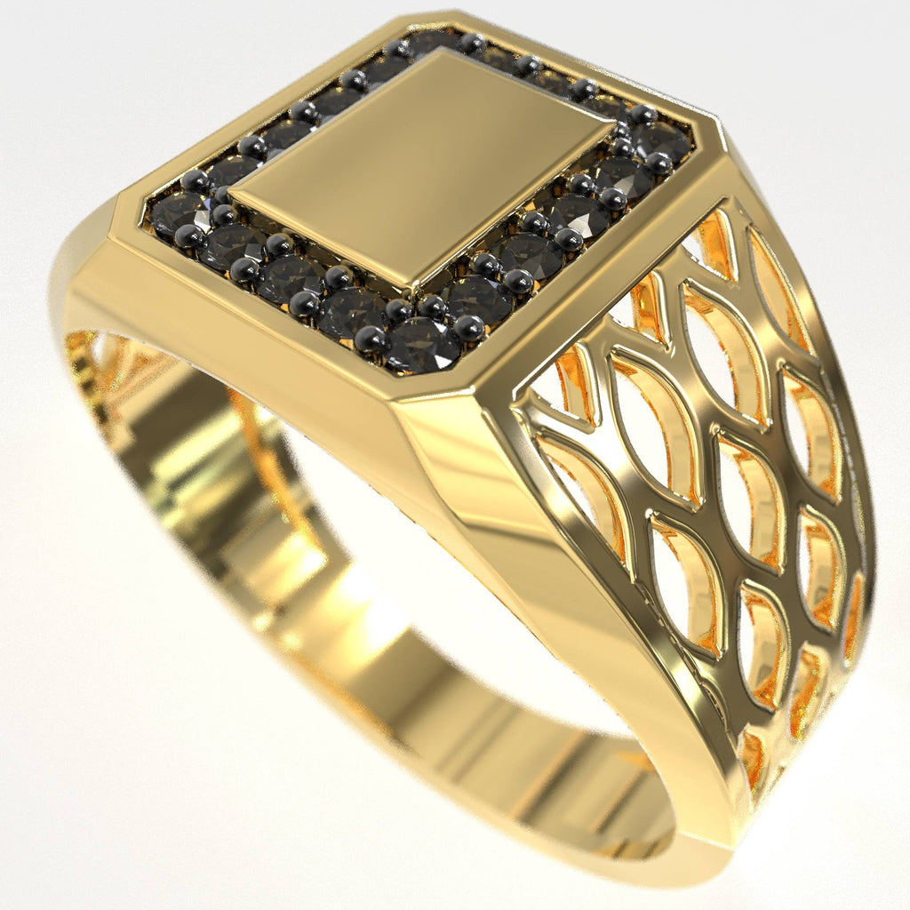 Men’s 9K Gold Ring with 0.18ct Black Diamonds