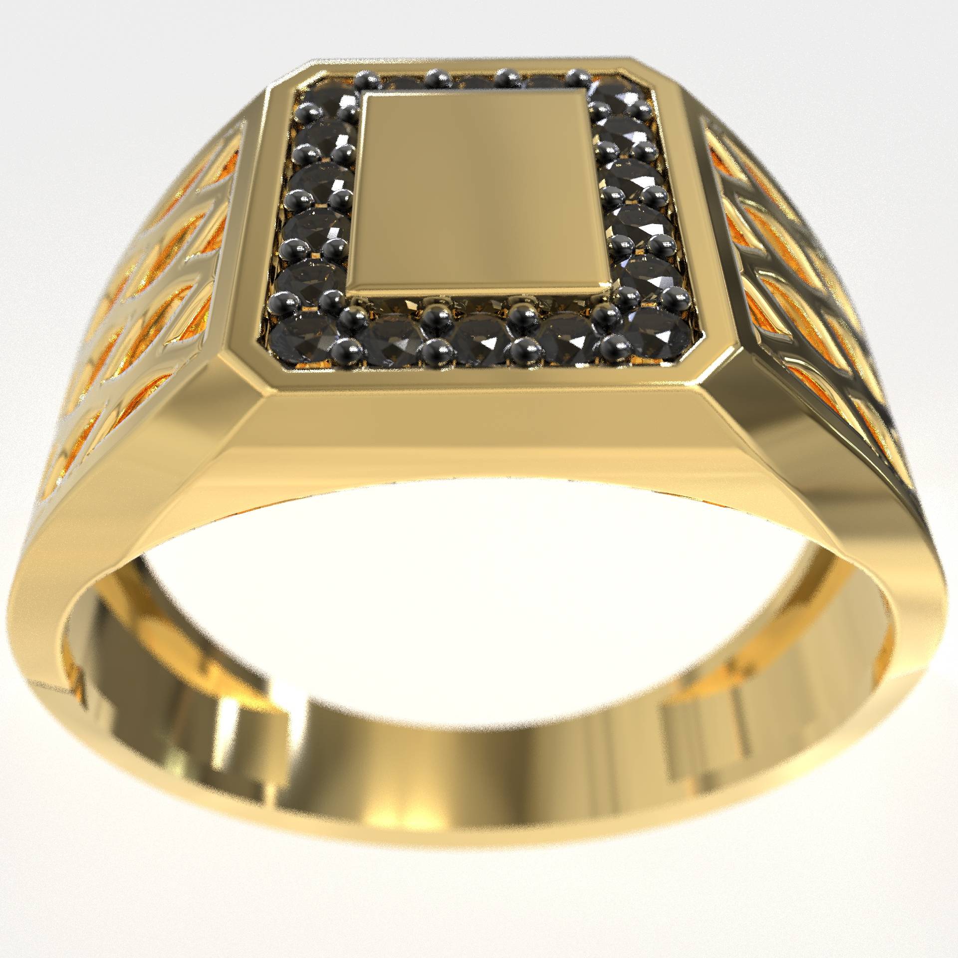 Men’s 9K Gold Ring with 0.18ct Black Diamonds