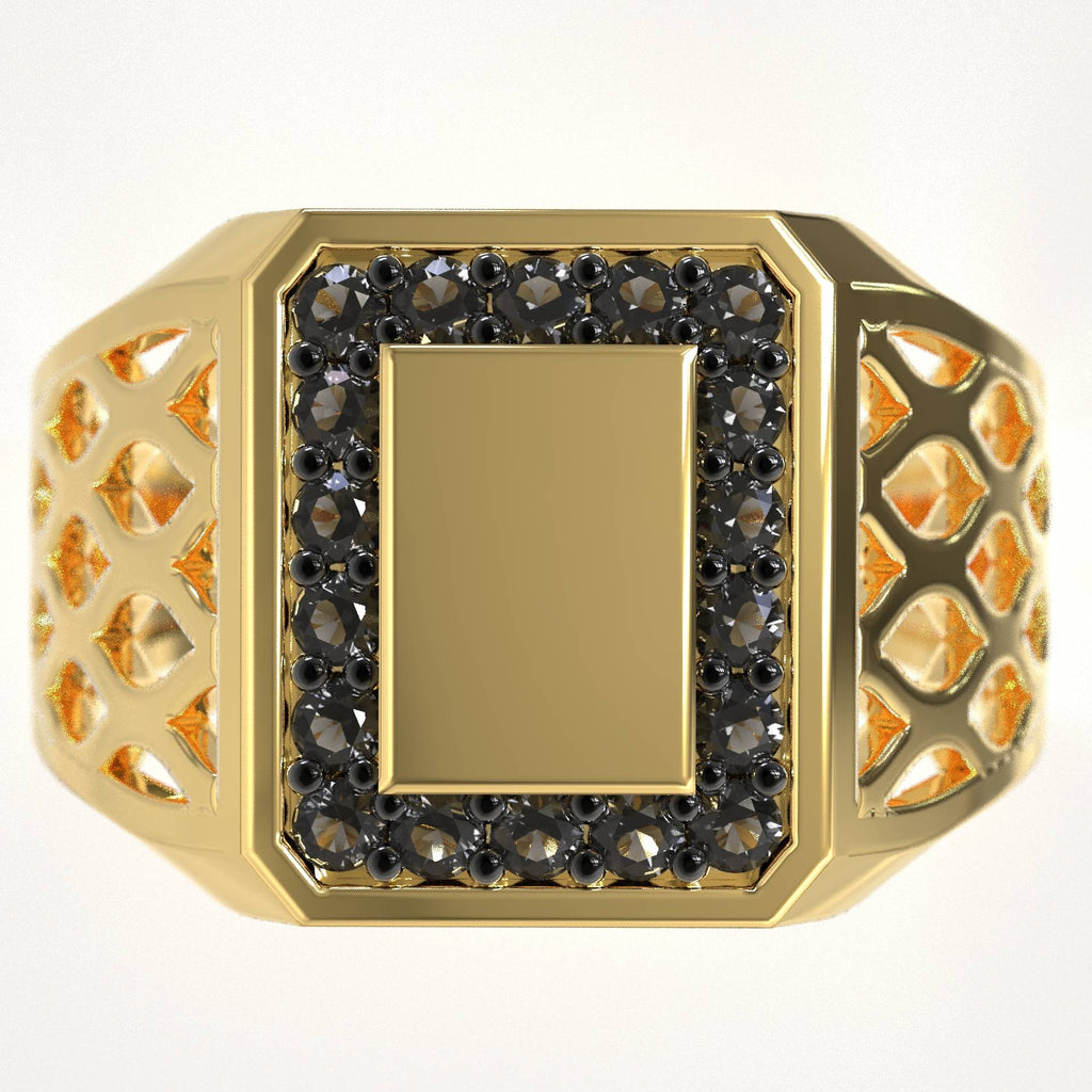 Men’s 9K Gold Ring with 0.18ct Black Diamonds
