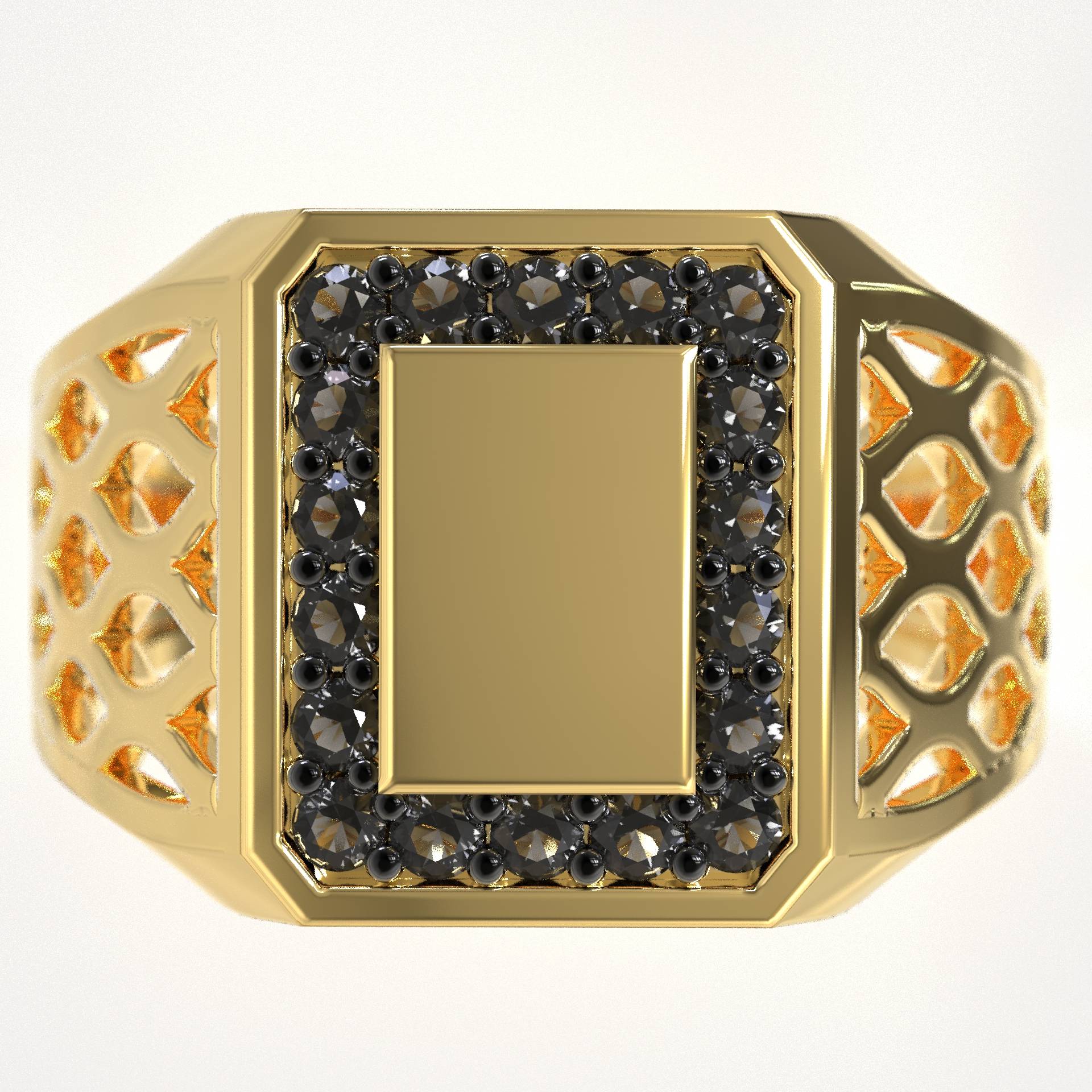 Men’s 9K Gold Ring with 0.18ct Black Diamonds
