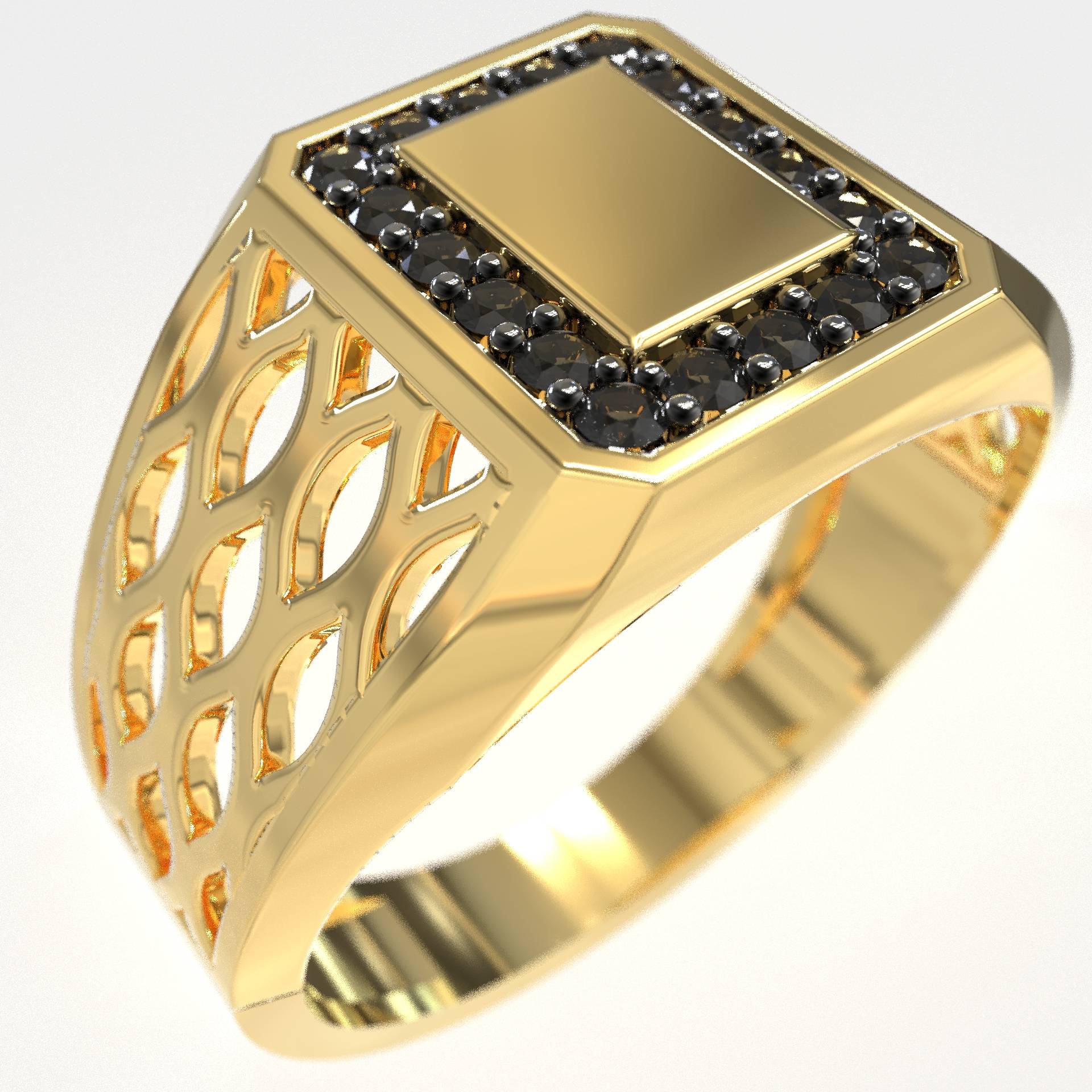 Men’s 9K Gold Ring with 0.18ct Black Diamonds