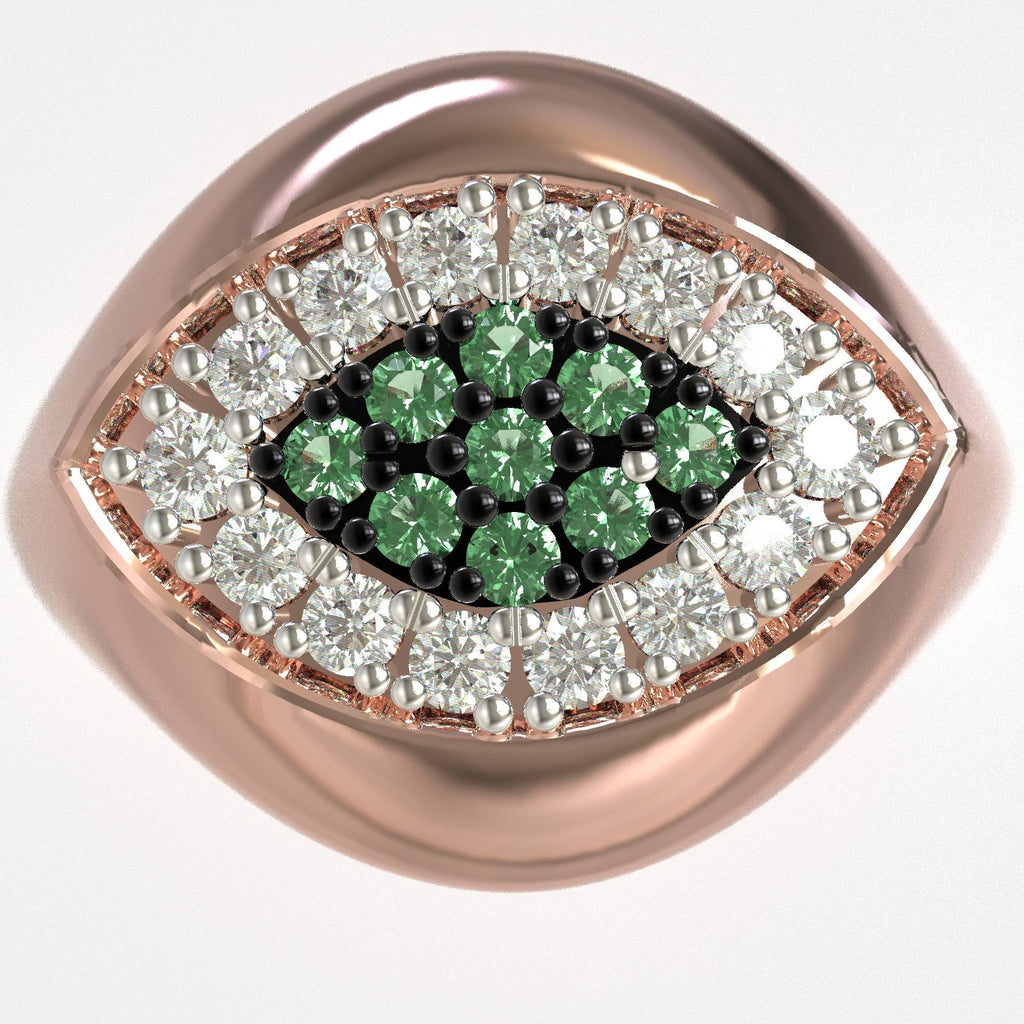 Elegant Chevalier Greek Evil Eye Ring