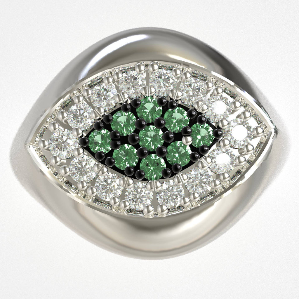 Elegant Chevalier Greek Evil Eye Ring