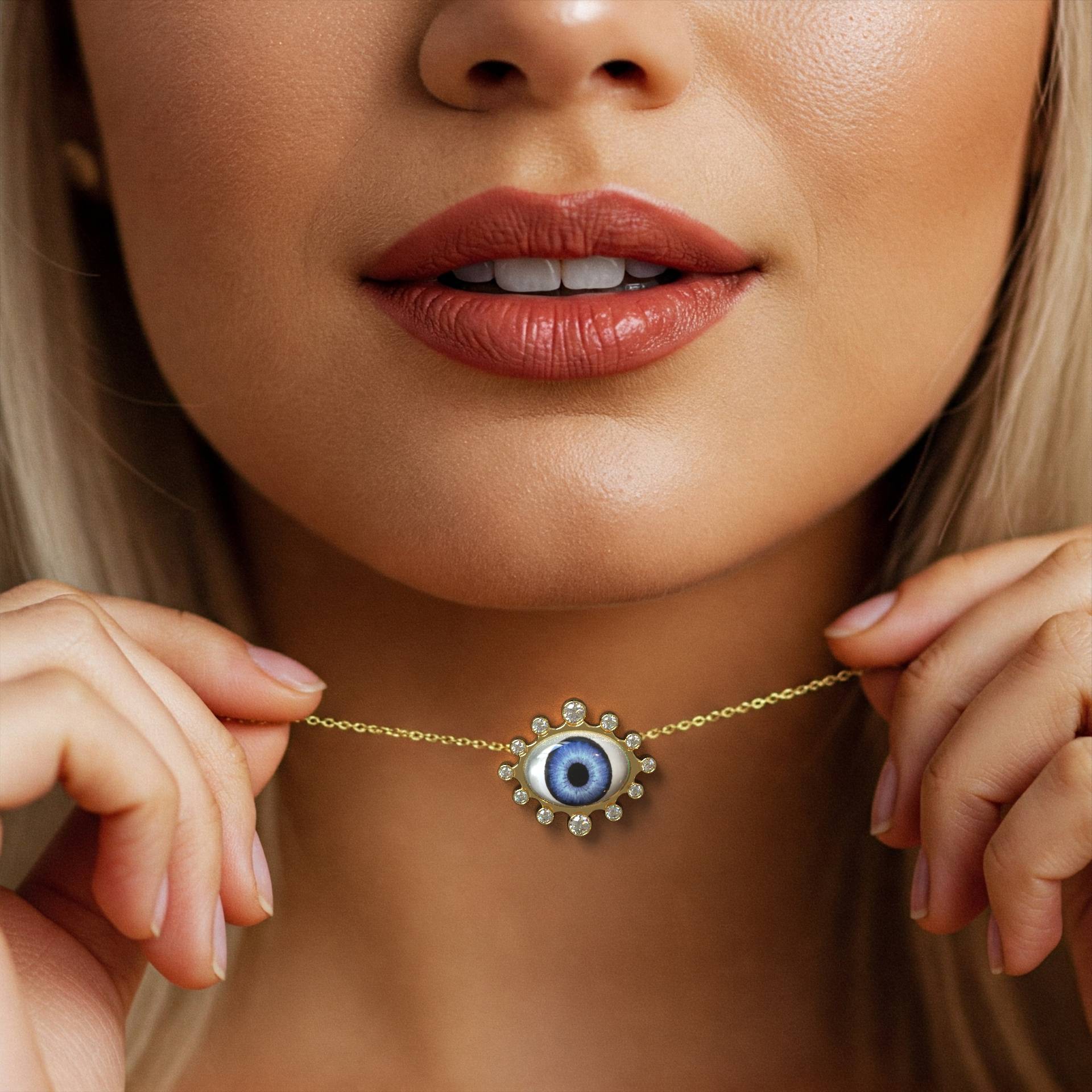 Charming Women's Greek Evil Eye Pendant