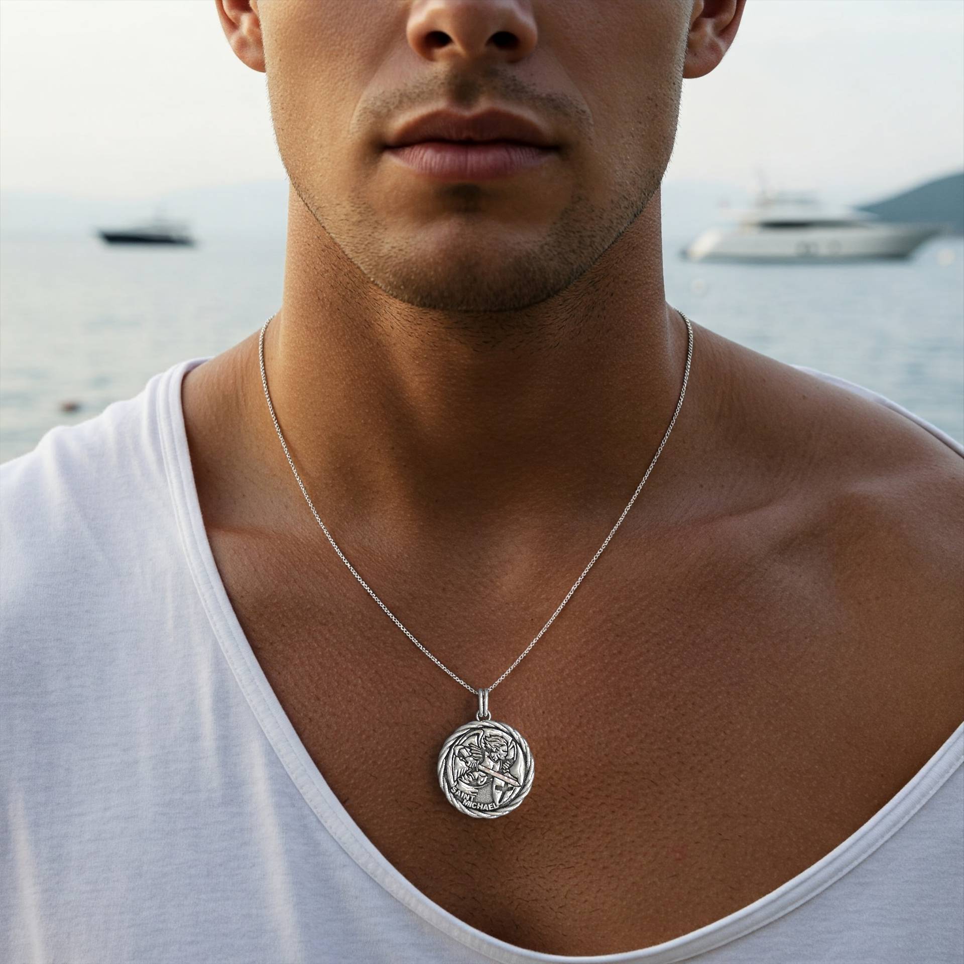 Premium Saint Michael Archangel Sterling Silver Pendant
