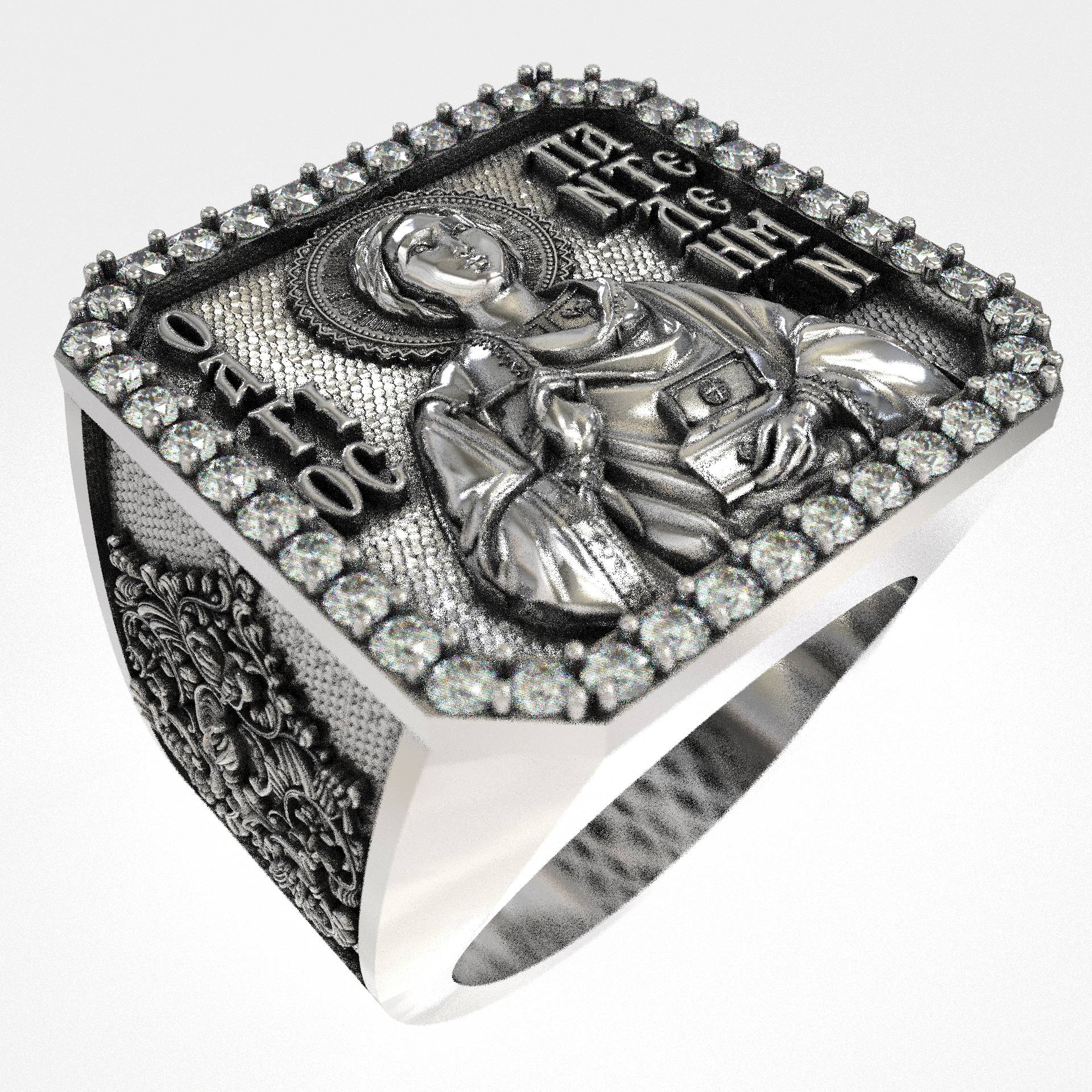Orthodox Protective Men's St. Panteleimon Signet Ring