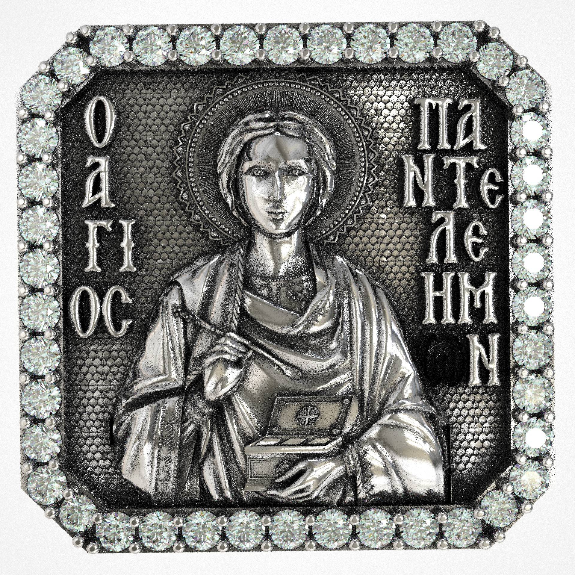 Orthodox Protective Men's St. Panteleimon Signet Ring
