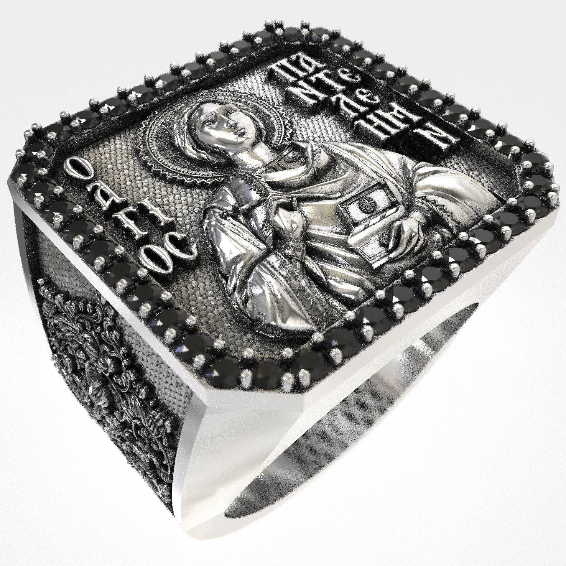 Orthodox Protective Men's St. Panteleimon Signet Ring