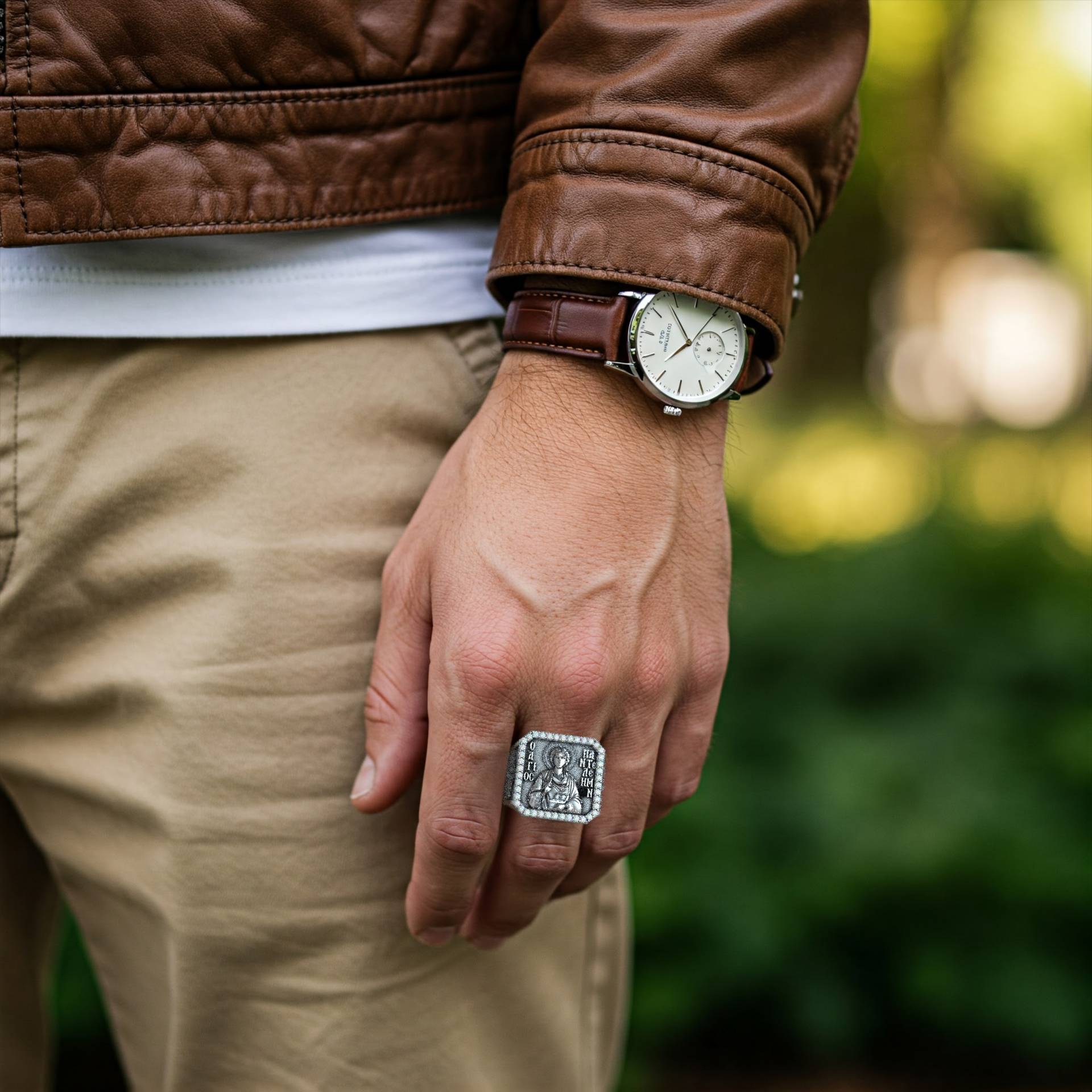 Orthodox Protective Men's St. Panteleimon Signet Ring