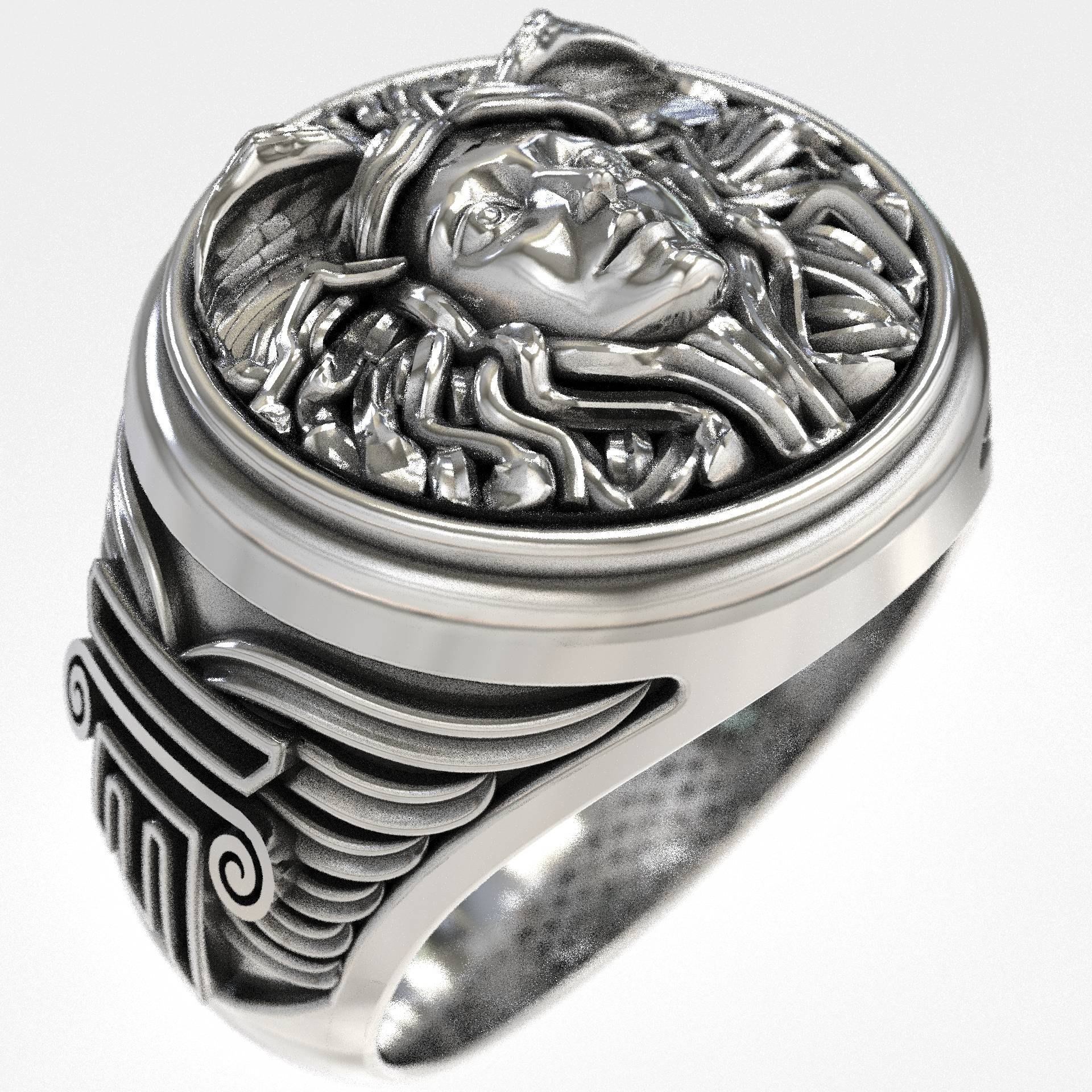 Ancient Greek Arcadian Medusa Men's Signet Ring