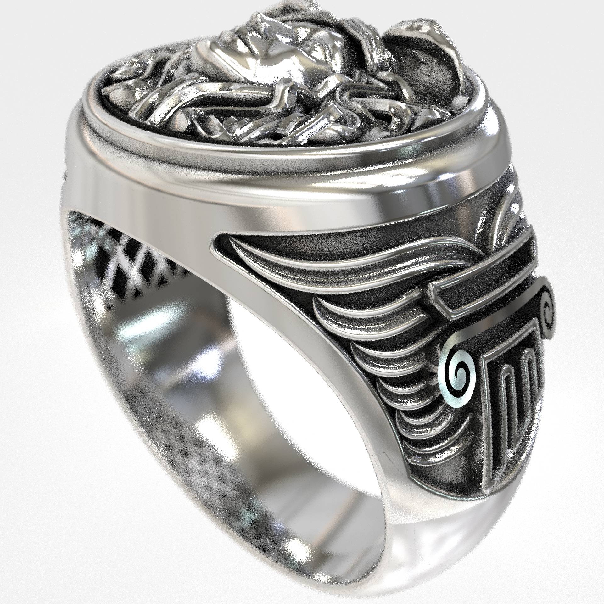 Ancient Greek Arcadian Medusa Men's Signet Ring