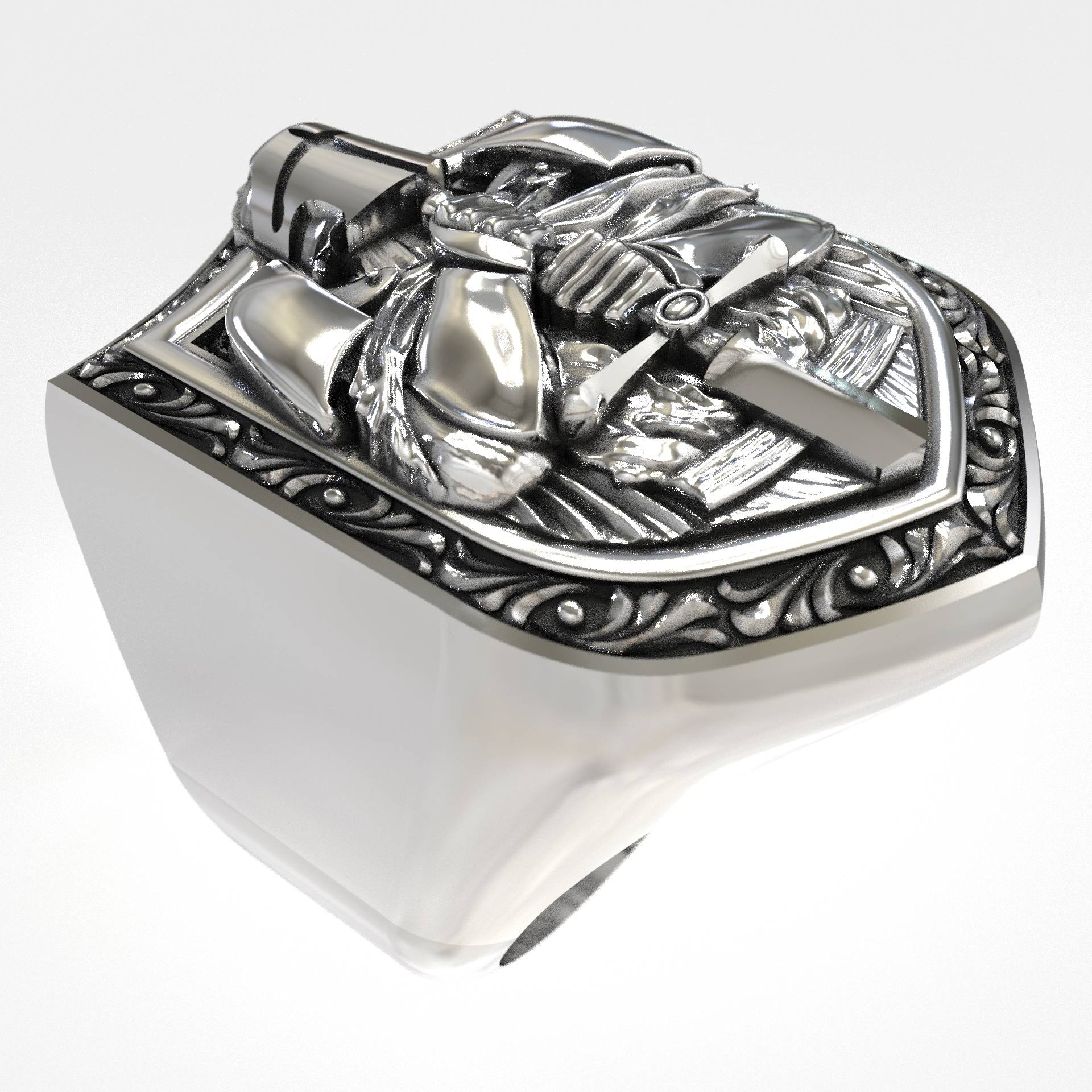 Knight Templar Shield Signet  Ring
