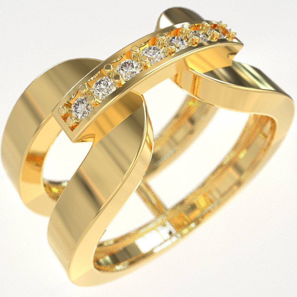 Elegant  Chevalier Ring with White Zircons