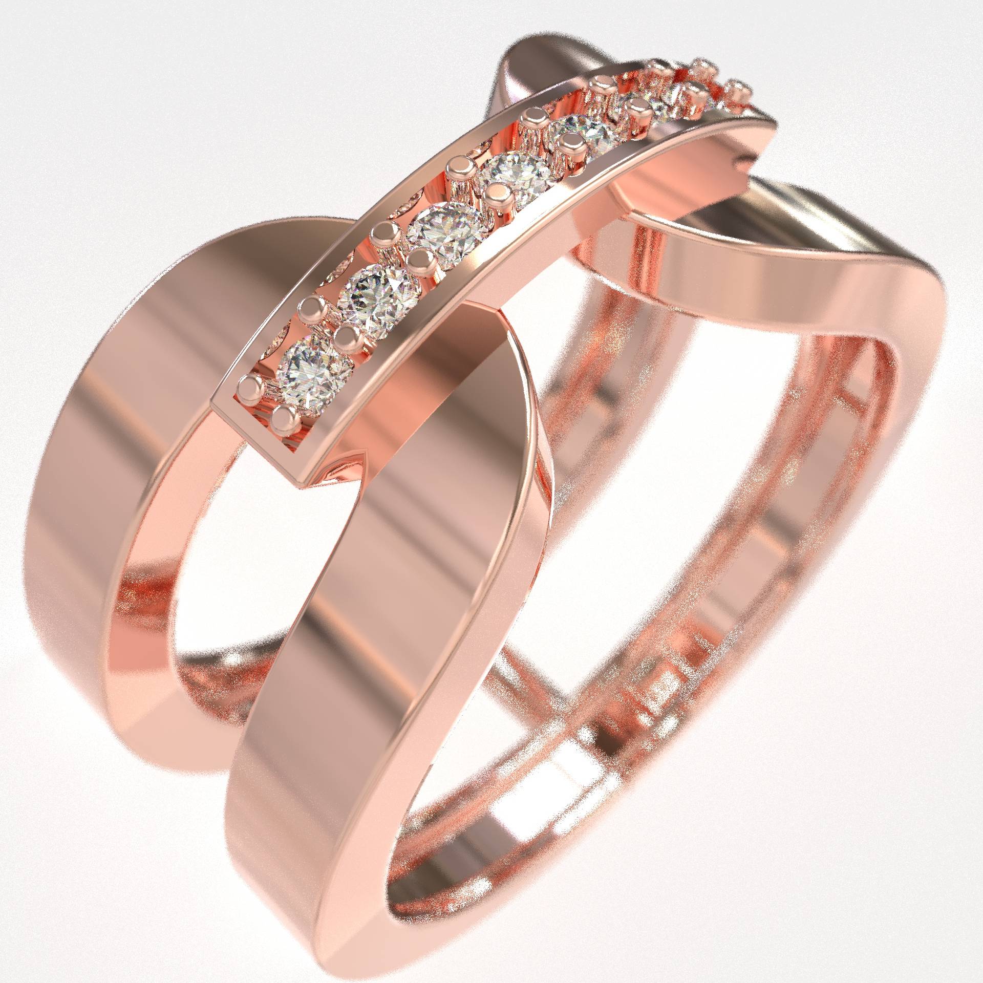 Elegant  Chevalier Ring with White Zircons