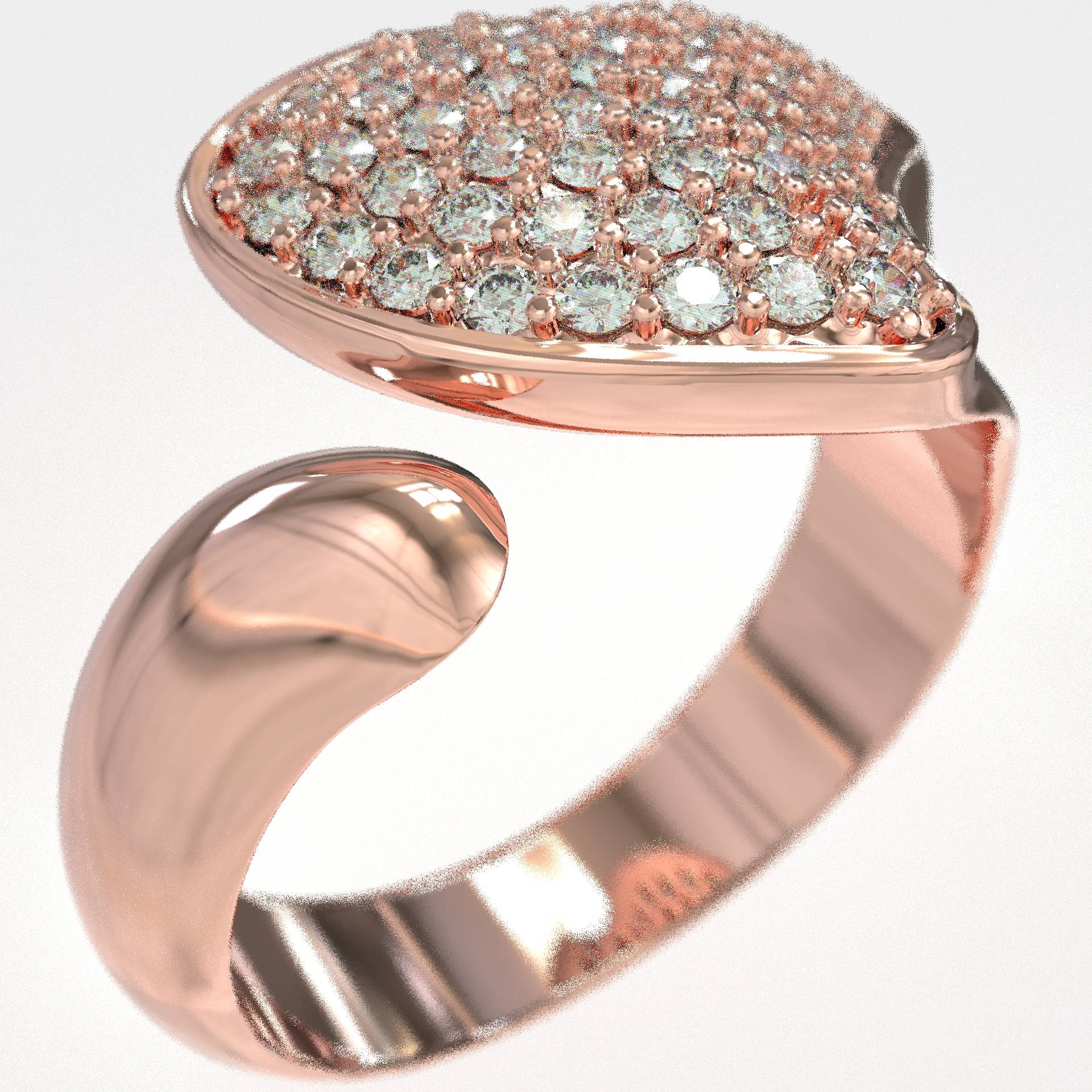 Chevalier Style Heart Ring With Pave White Zircon