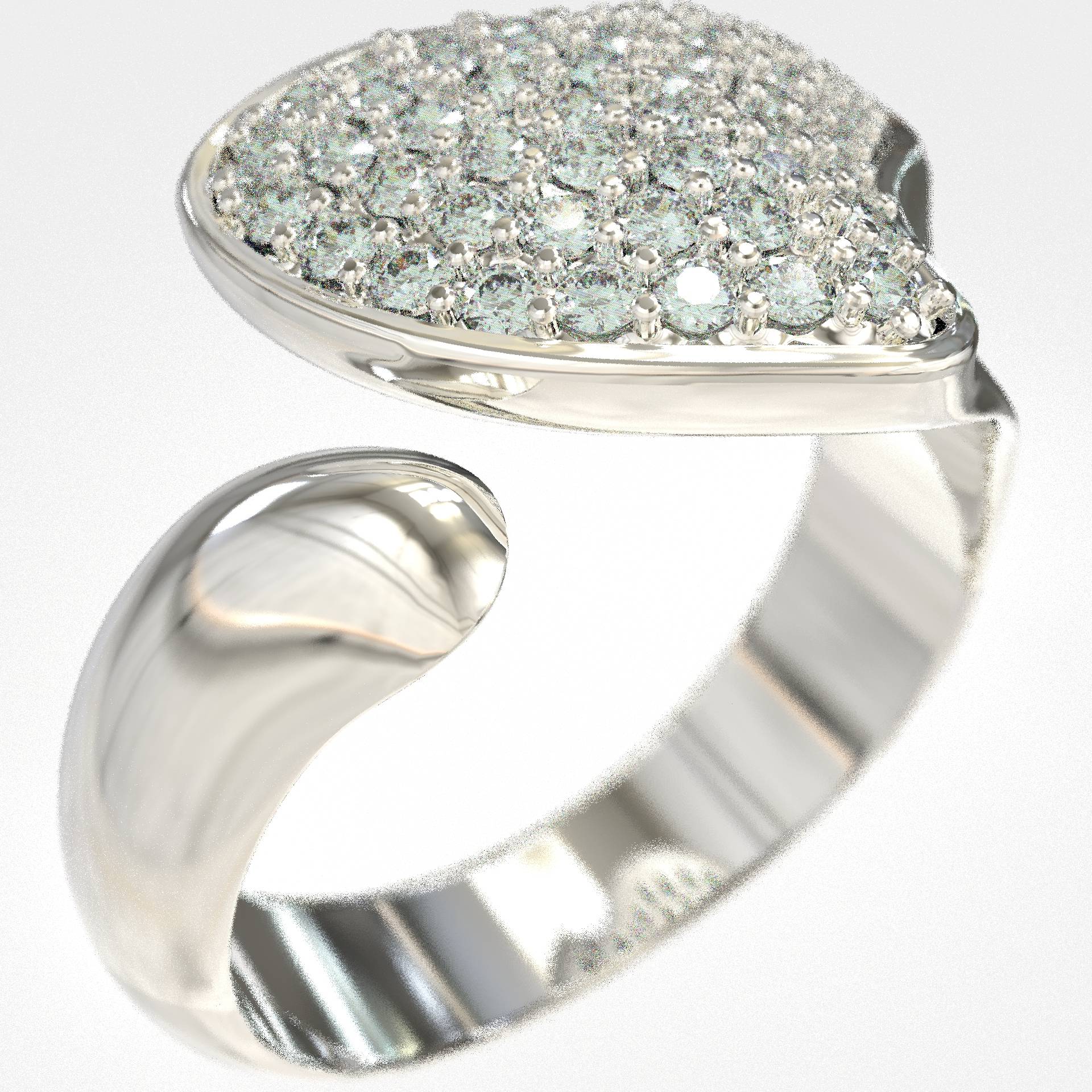 Chevalier Style Heart Ring With Pave White Zircon