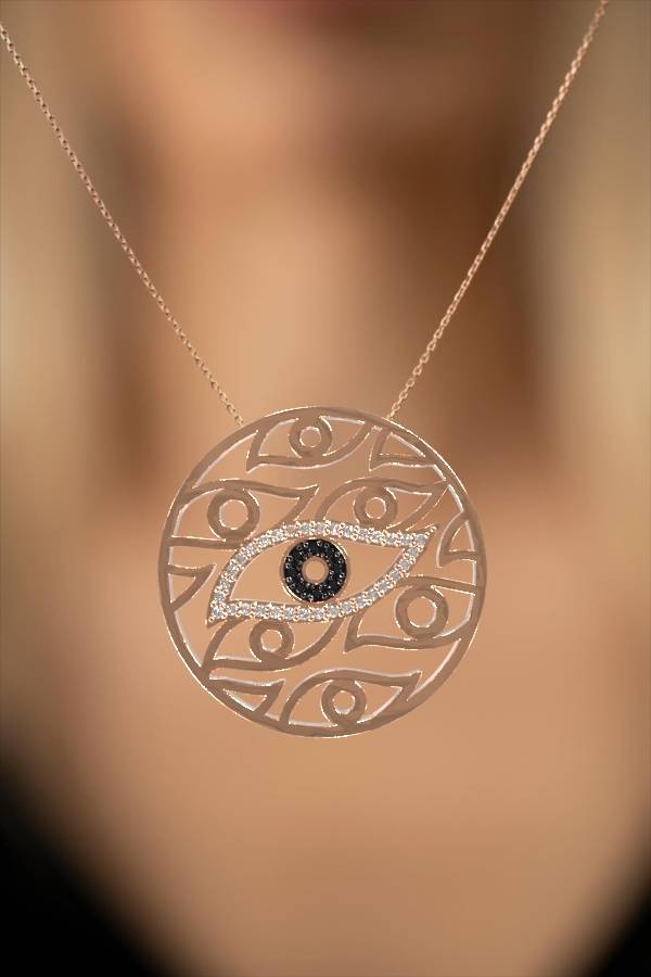 Statement Silver Evil Eye Necklace