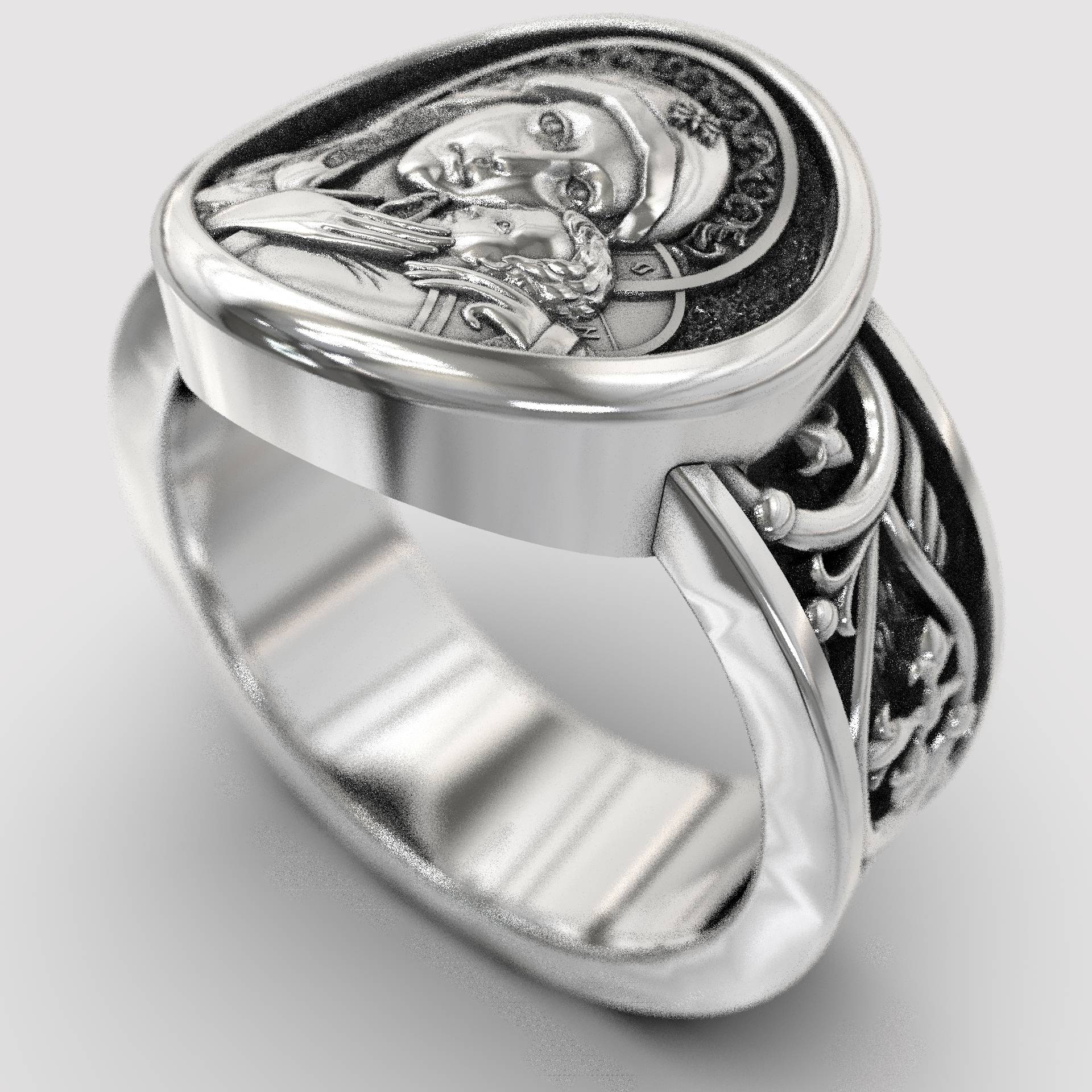Religious Virgin Mary & Jesus Signet Ring