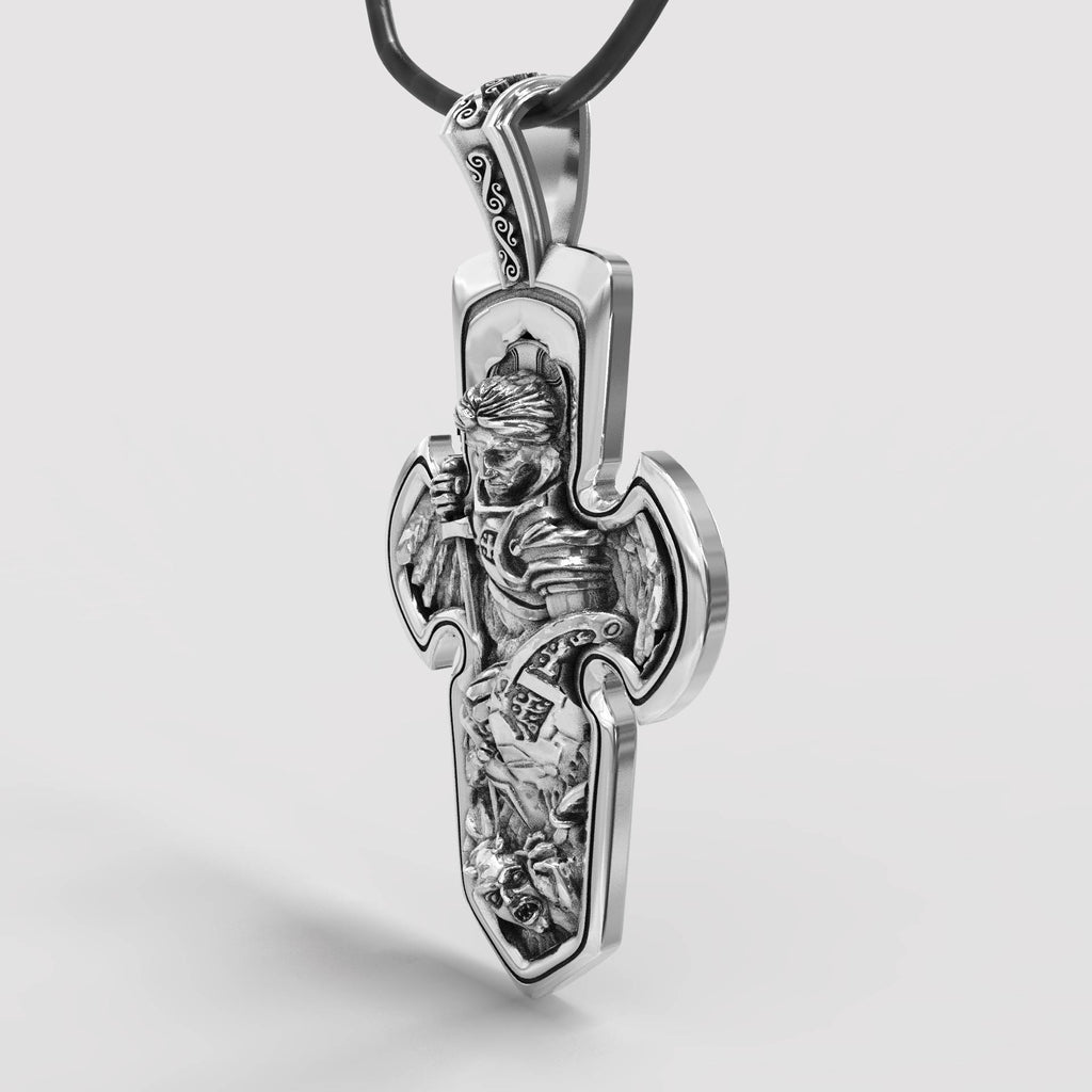 Silver Archangel Michael Cross Pendant
