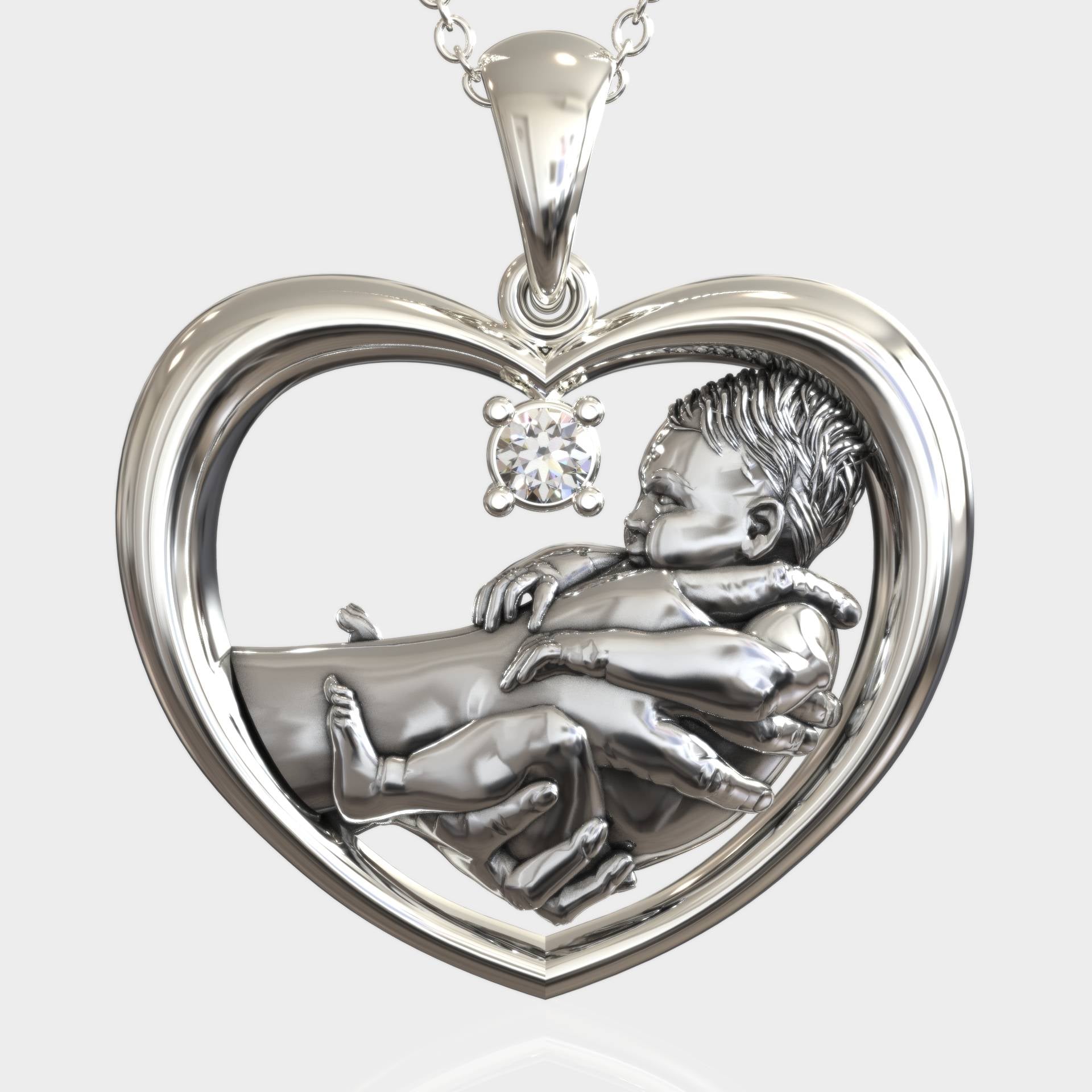 Eternal  Bond Mother & Baby Heart Necklace Pendant