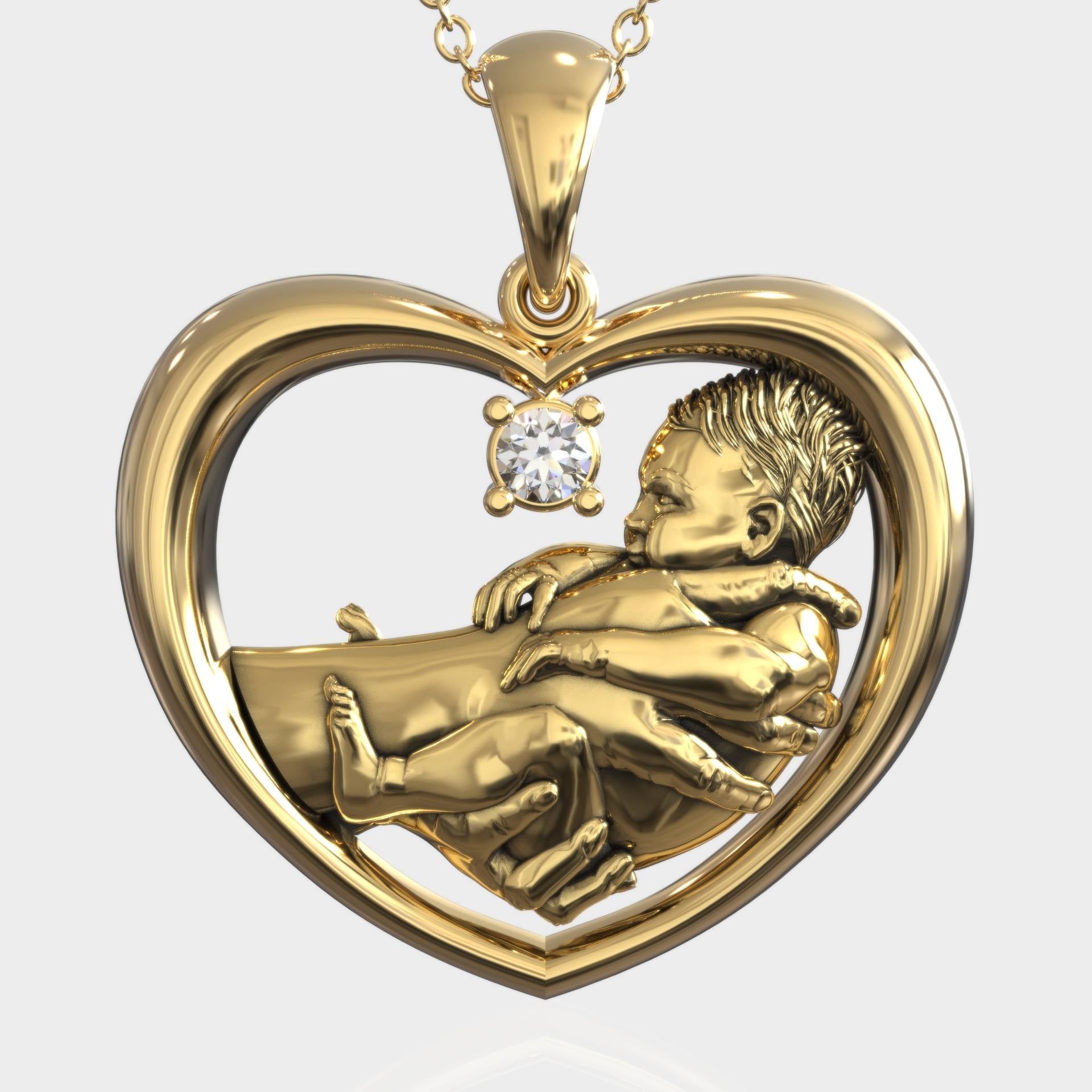 Eternal  Bond Mother & Baby Heart Necklace Pendant