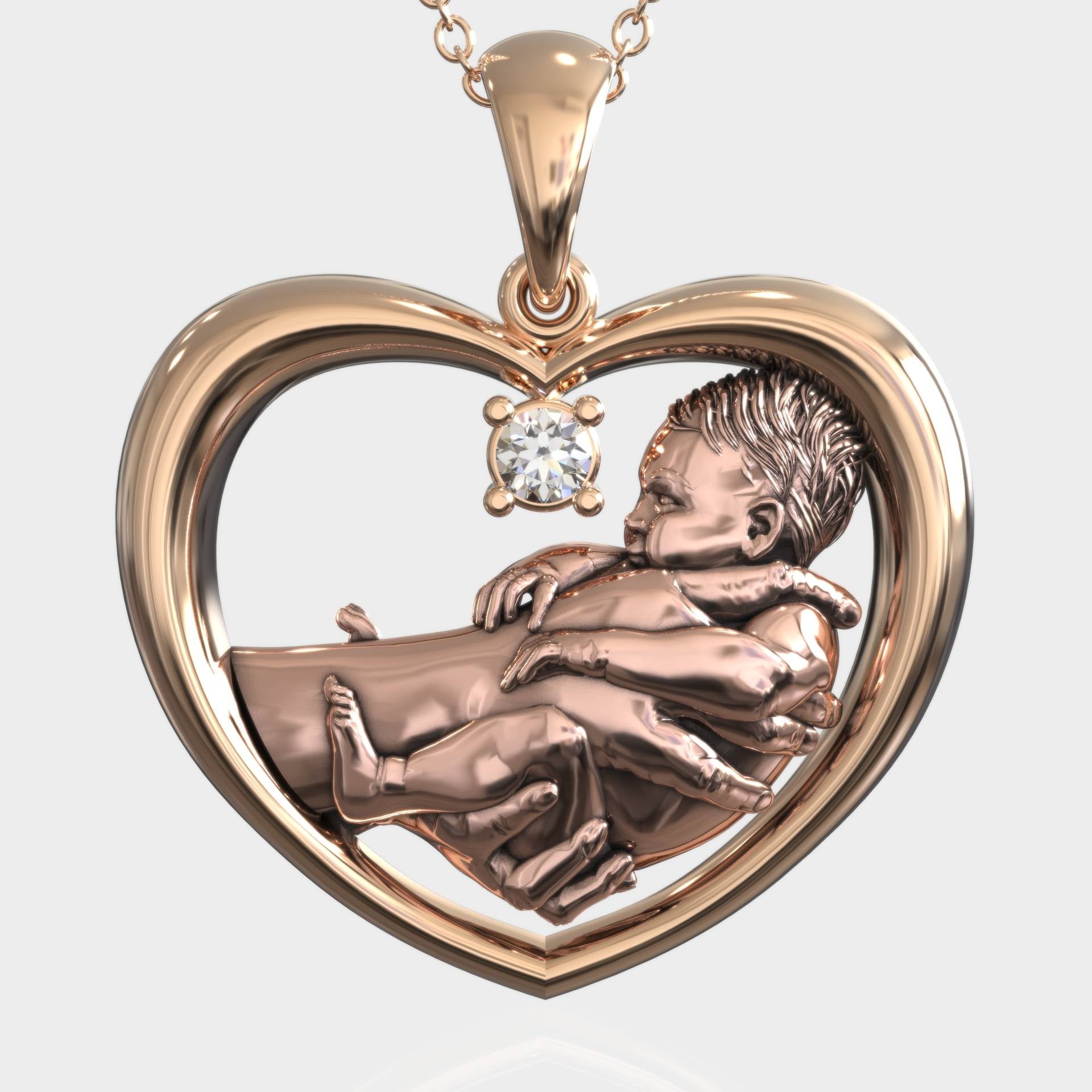 Eternal  Bond Mother & Baby Heart Necklace Pendant